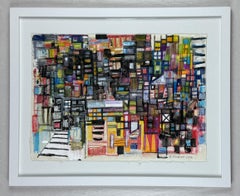 New York City 8 original work on Japanese paper color pastel collage charcoal