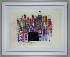 New York City 11 œuvre originale sur papier japonais couleur pastel collage au fusain