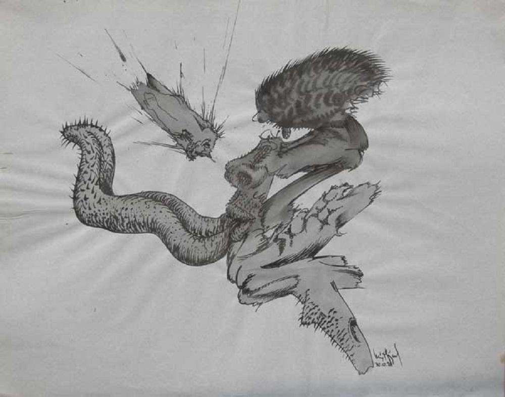 Luis Miguel Valdes, ¨El chisme¨, 1990, Work on paper, 19.7x25.6 in - Art by Luis Miguel Valdes 