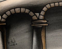 "La Siempre Habana #62" 1994 Original Signed Acrylic Charcoal Cardboard 12x15in