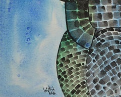 "Wall 1" 1996 Original Signed Watercolor Acrylic Ink on Paper 9x12in