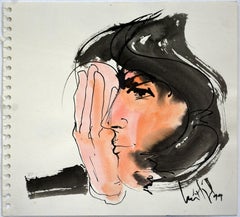 Luis Miguel Valdes, ¨Perfil con mano¨, 1999, Work on paper, 10.9x11.9 in