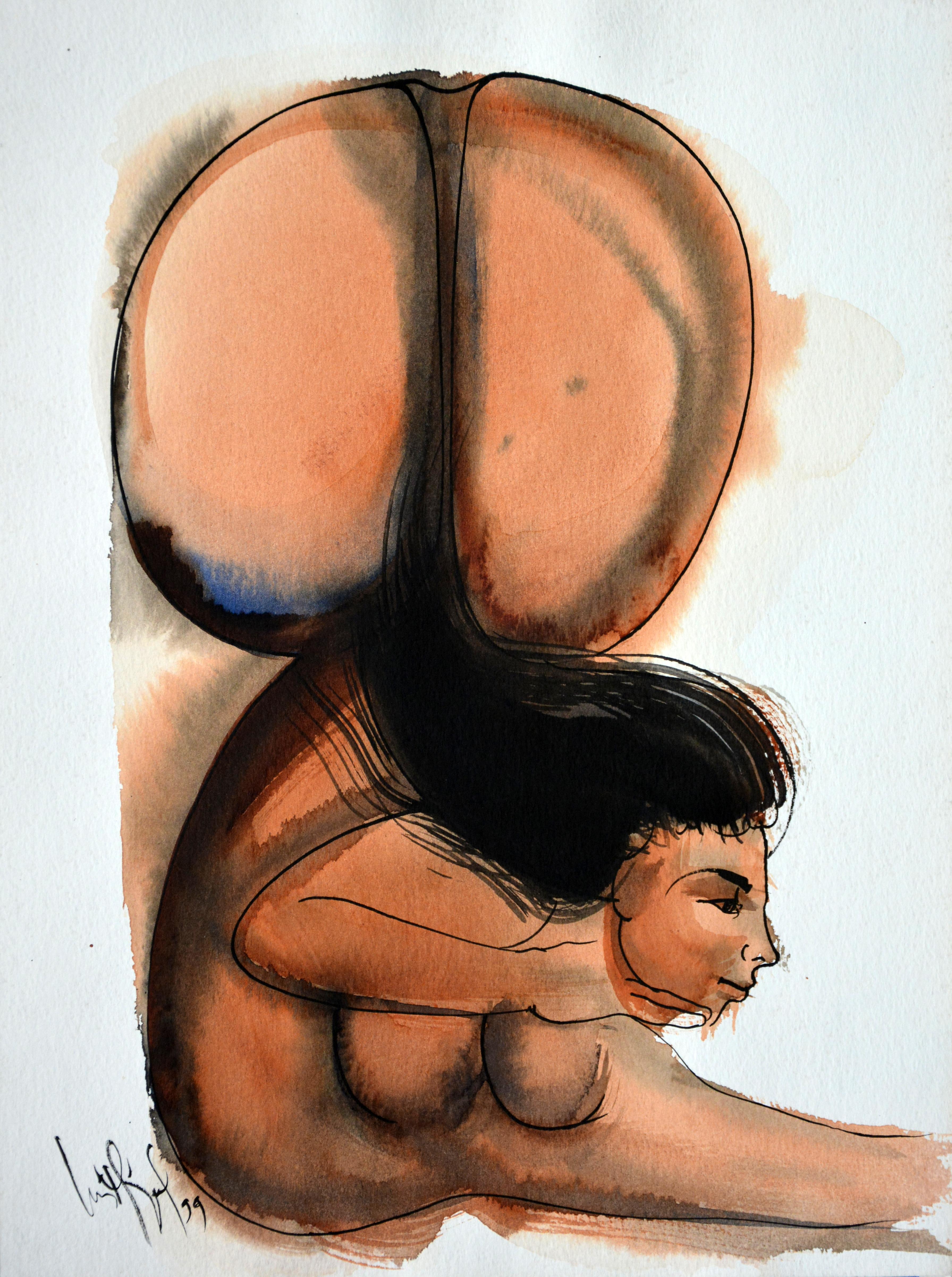 Luis Miguel Valdes  Figurative Art - Luis Miguel Valdes, ¨Caida¨, 1999, Work on paper, 15x11 in