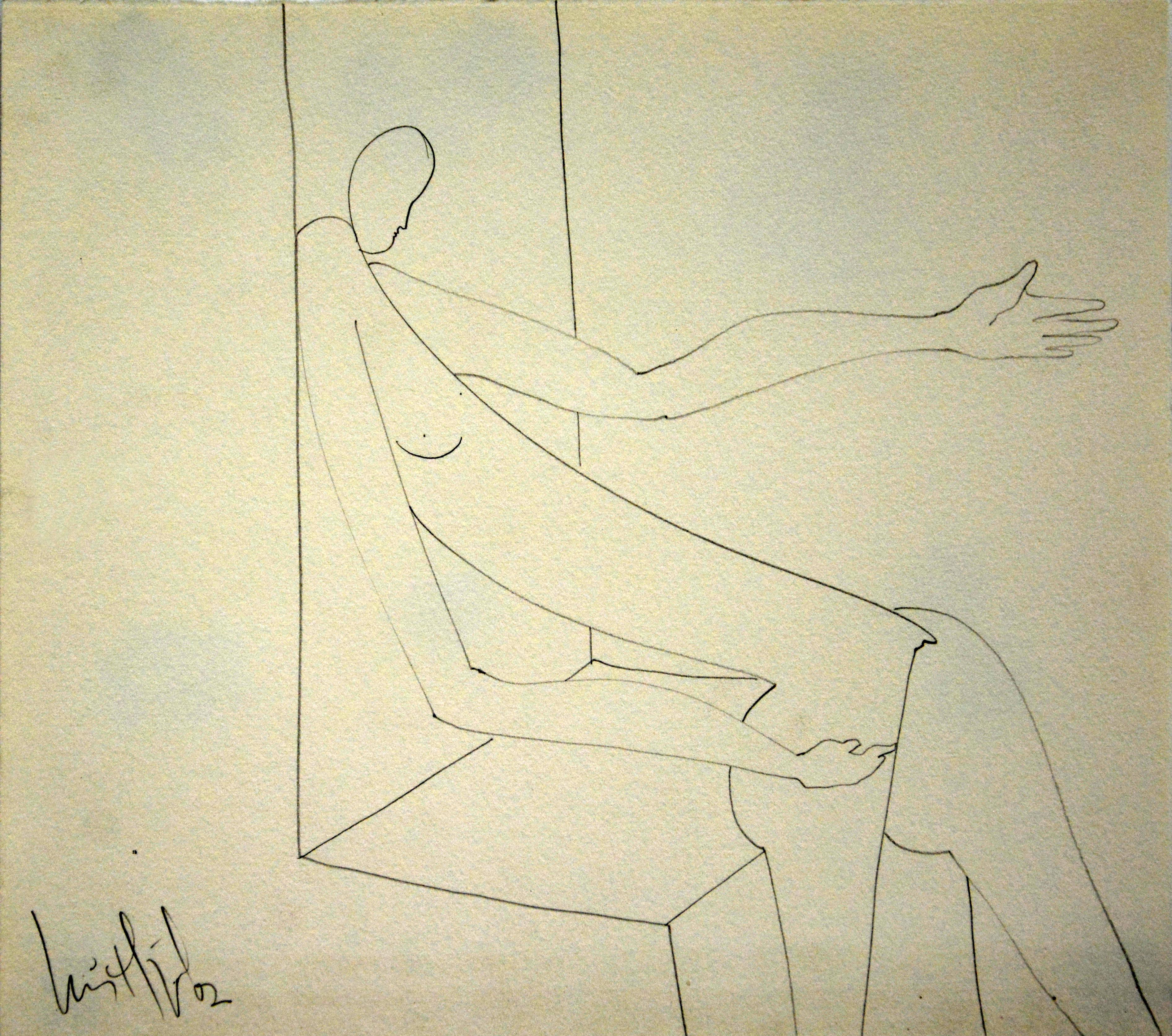 Luis Miguel Valdes  Figurative Art - Luis Miguel Valdes, ¨A pura linea¨, 2002, Work on paper, 9.8x11 in