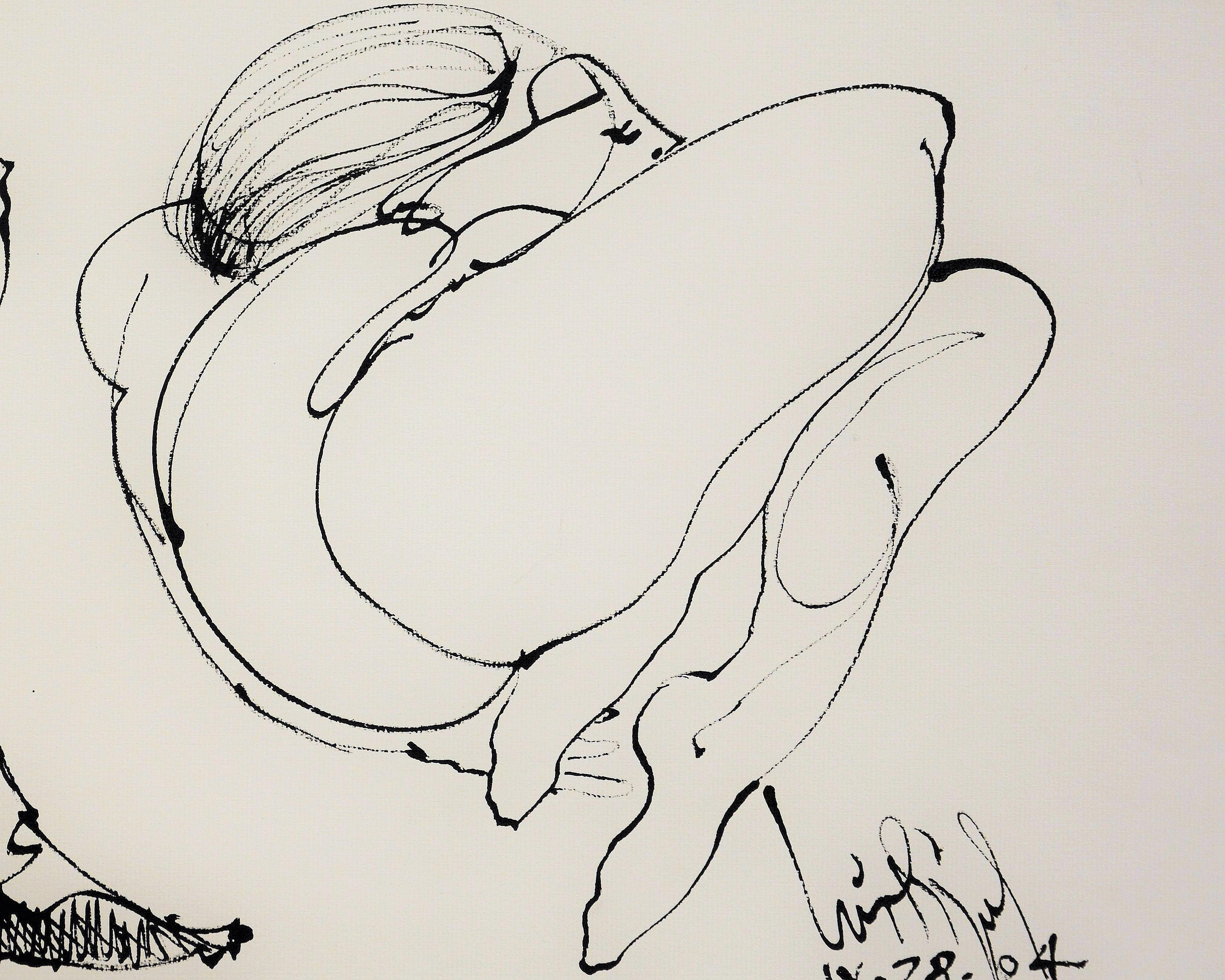 Luis Miguel Valdes, ¨Dos sentados¨, 2004, Work on paper, 11.9x19.7 in For Sale 1