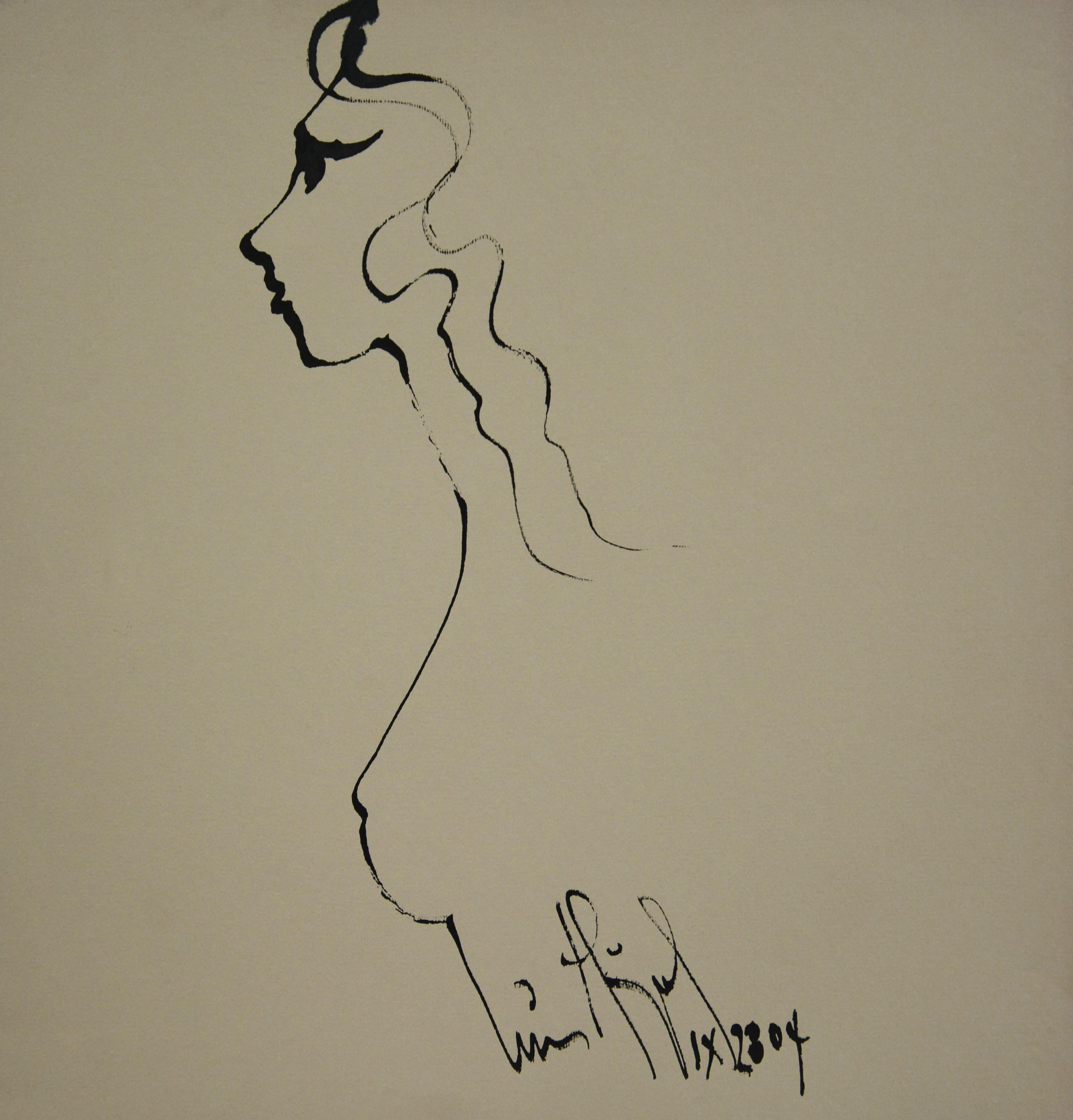 Luis Miguel Valdes, ¨Linea con cara-2¨, 2004, Work on paper, 11.8x13.8 in - Art by Luis Miguel Valdes 