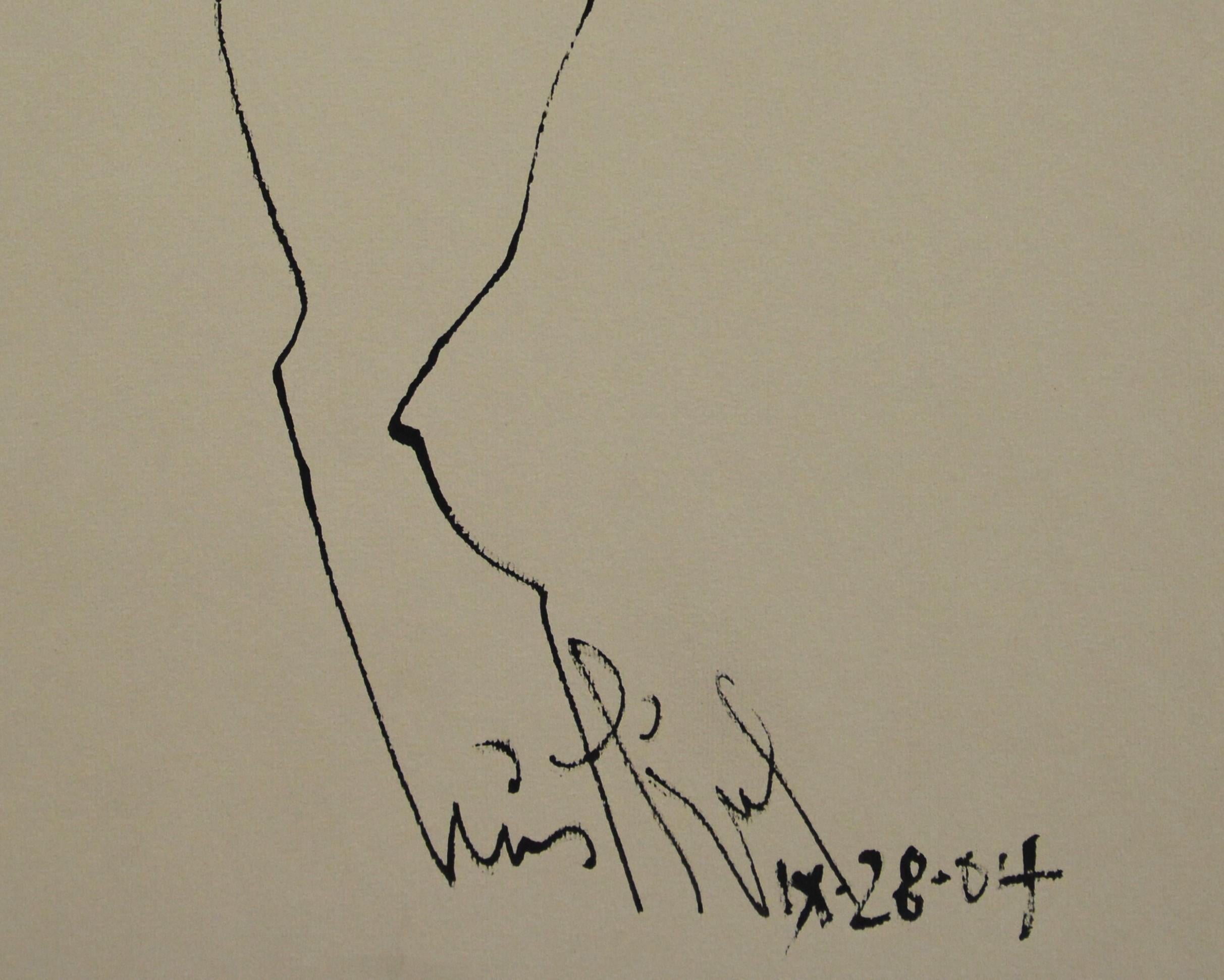 Luis Miguel Valdes, ¨Linea con cara-3¨, 2004, Work on paper, 11.8x13.8 in - Contemporary Art by Luis Miguel Valdes 