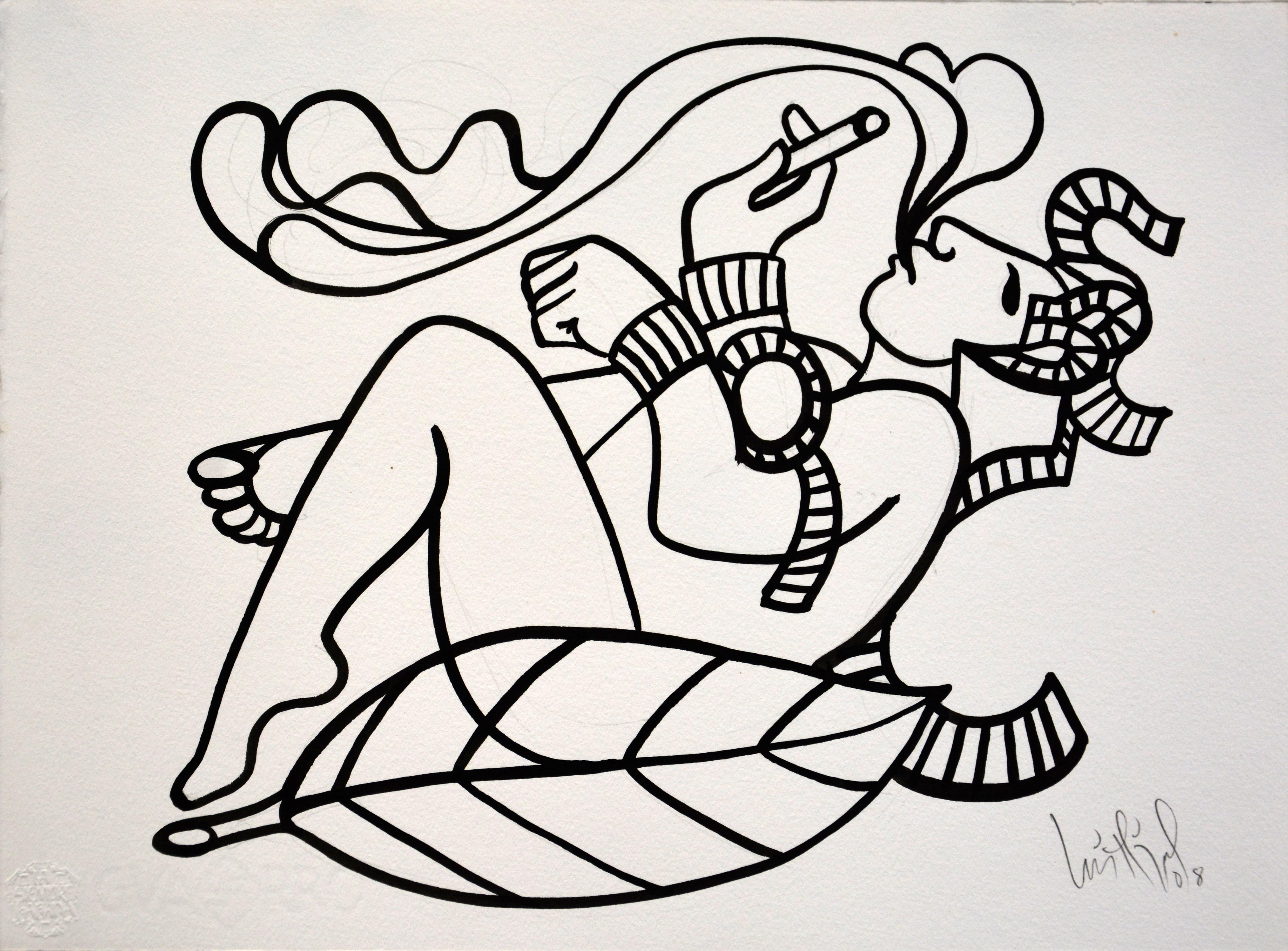 Luis Miguel Valdes, ¨Glifos 3¨, 2008, opera su carta, 11x15 pollici - Art di Luis Miguel Valdes 