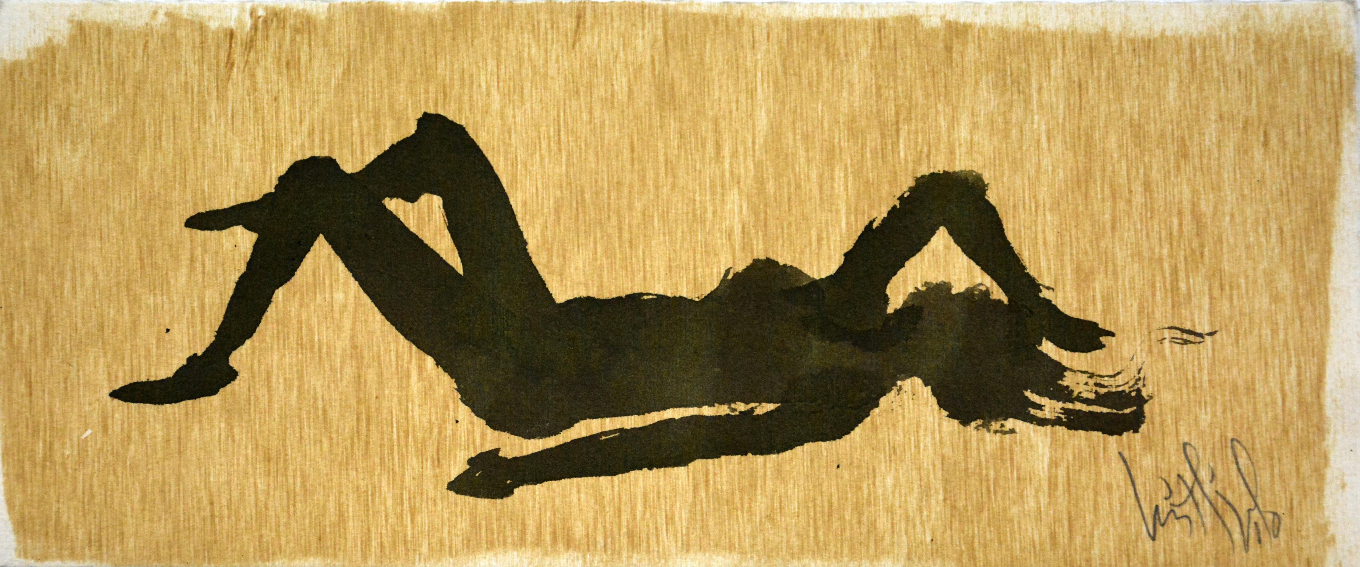 Luis Miguel Valdes  Figurative Art - Luis Miguel Valdes, ¨Descanso¨, 2010, Work on paper, 5.7x13.4 in