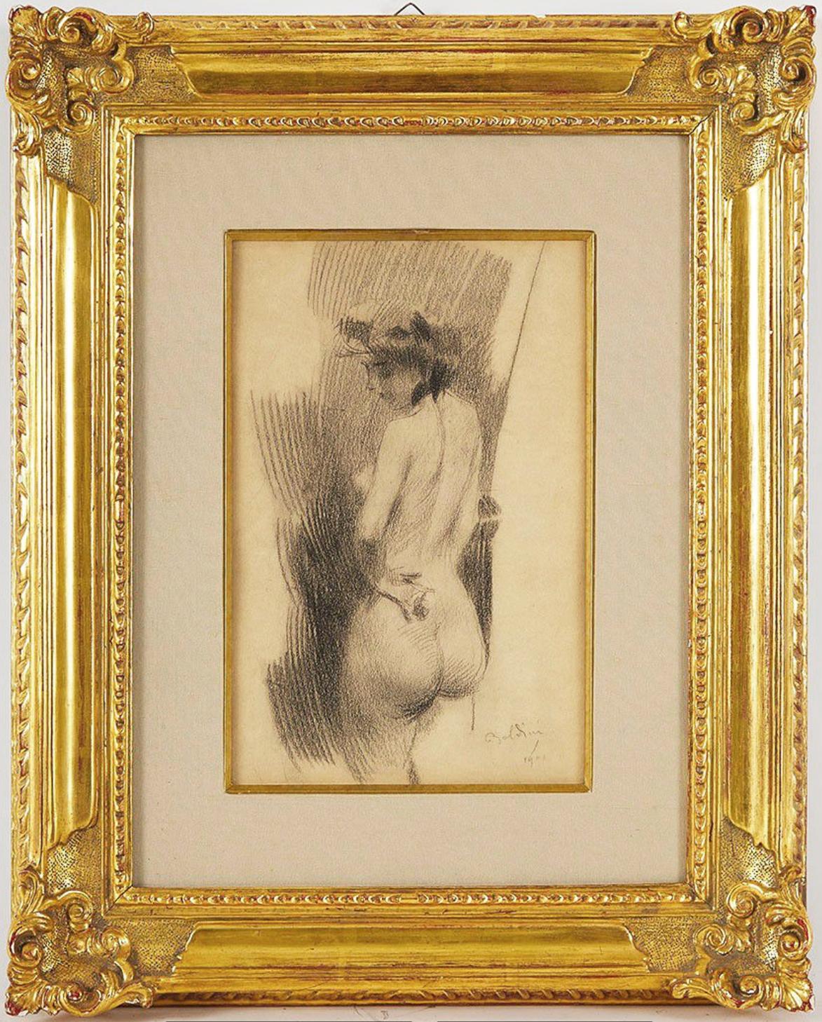 Akt von hinten – prächtiges Porträt von Lina Cavalieri – Art von Giovanni Boldini