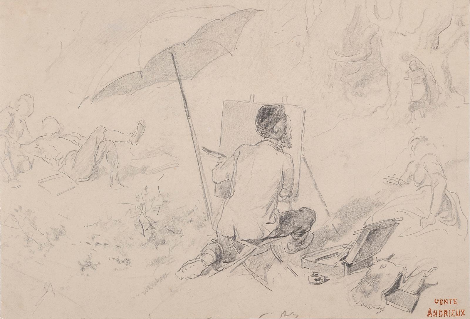 Il pittore da esterno - Painting di Clement Auguste Andrieux