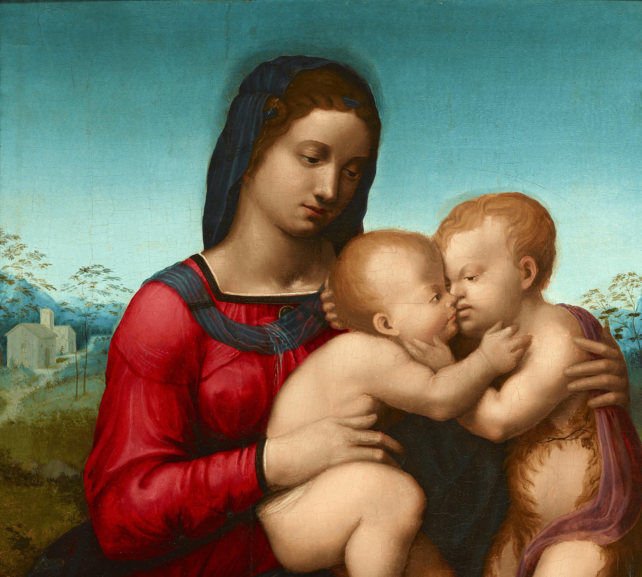  Vierge & Child avec l'enfant Saint Johns - Maniérisme Painting par Domenico Puligo