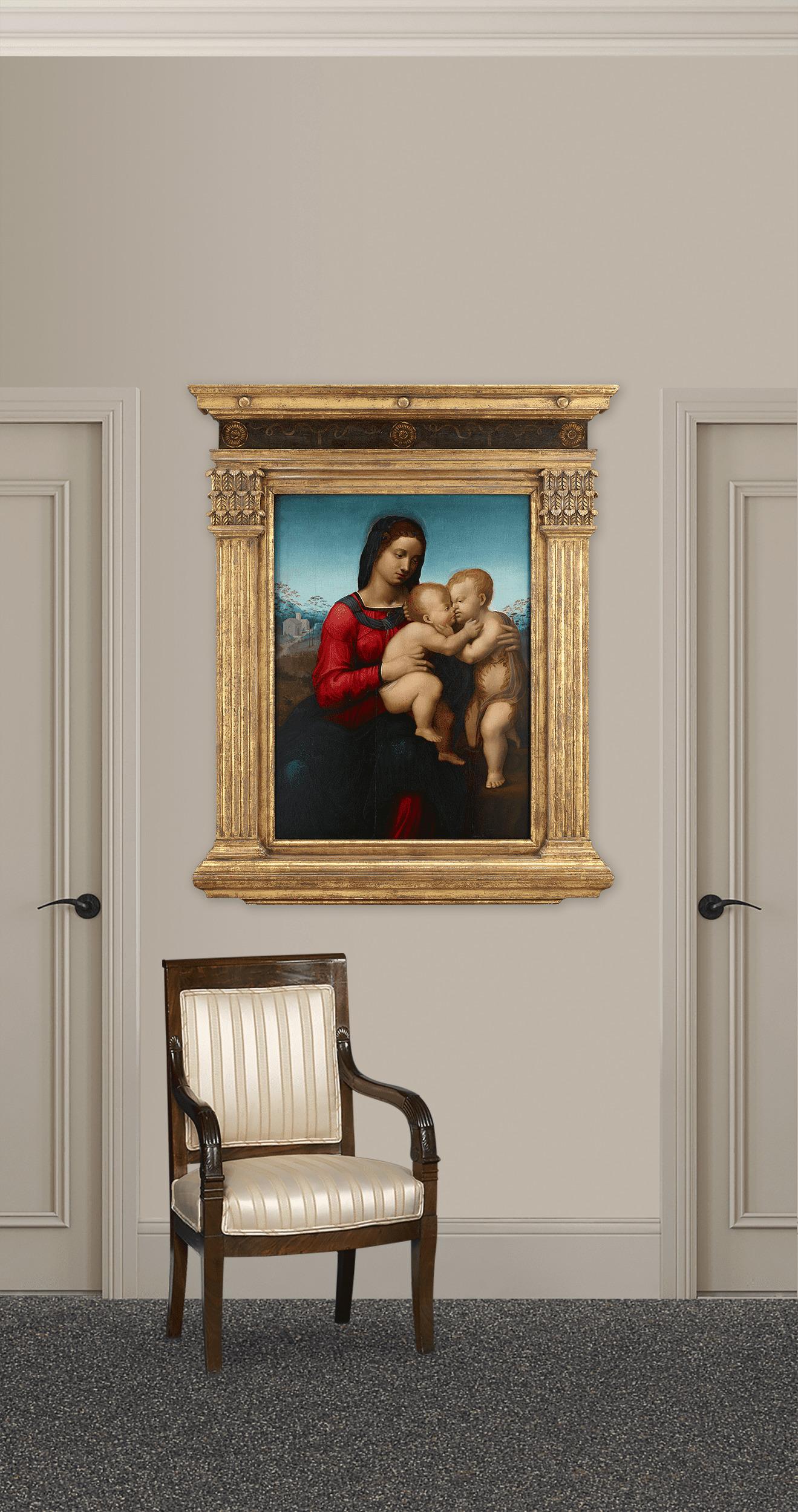  Vierge & Child avec l'enfant Saint Johns - Noir Portrait Painting par Domenico Puligo