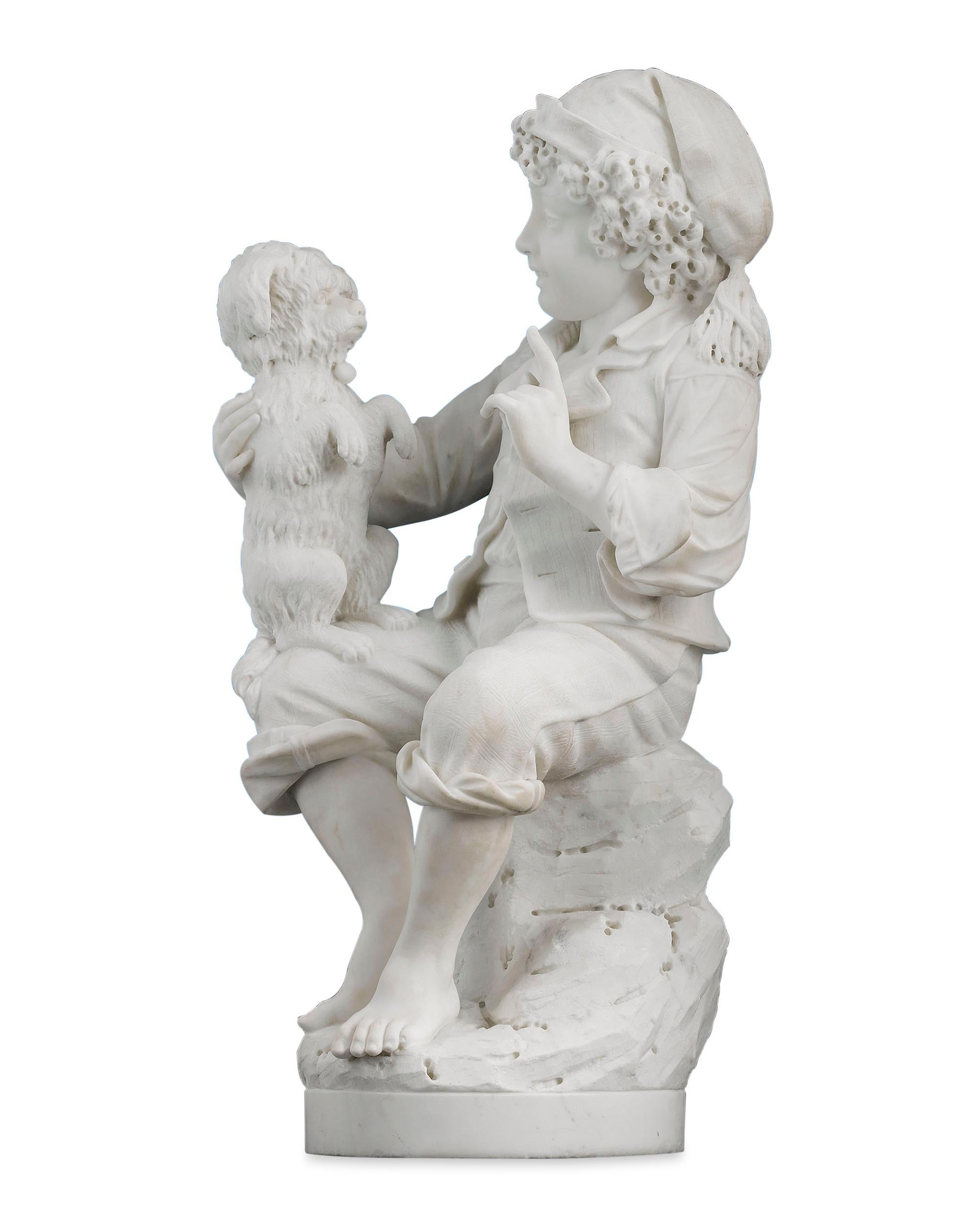 Carrara Marble Figure - Sculpture by Antonio Piazza
