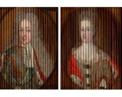 Antique Double Portrait of King Frederik IV and Queen Louise of Mecklenburg-Güstrow of D