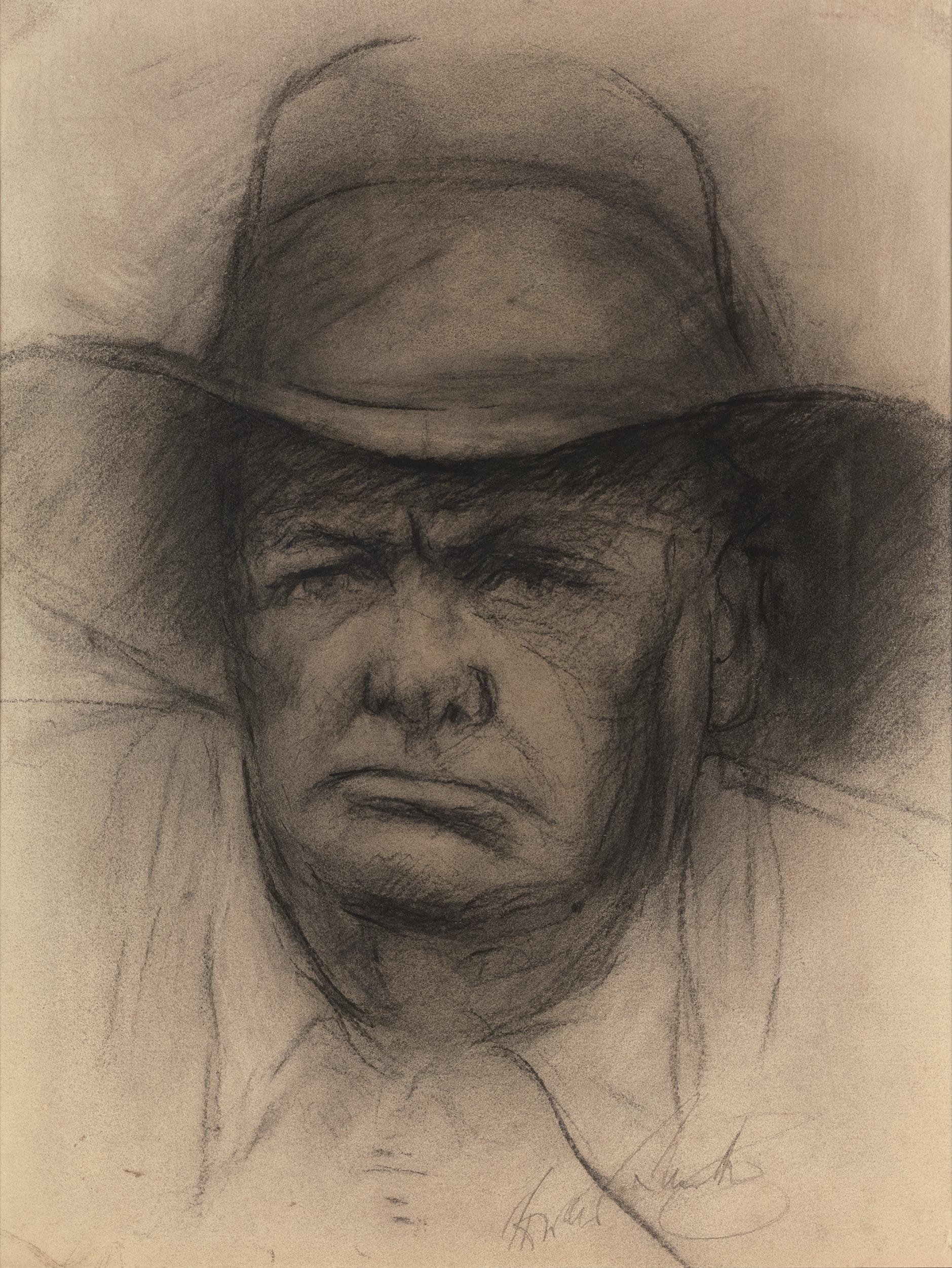 Portrait de Unknown - Retrato a carboncillo de Sir Winston Churchill, circa 1935