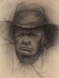 Retrato a carboncillo de Sir Winston Churchill, circa 1935