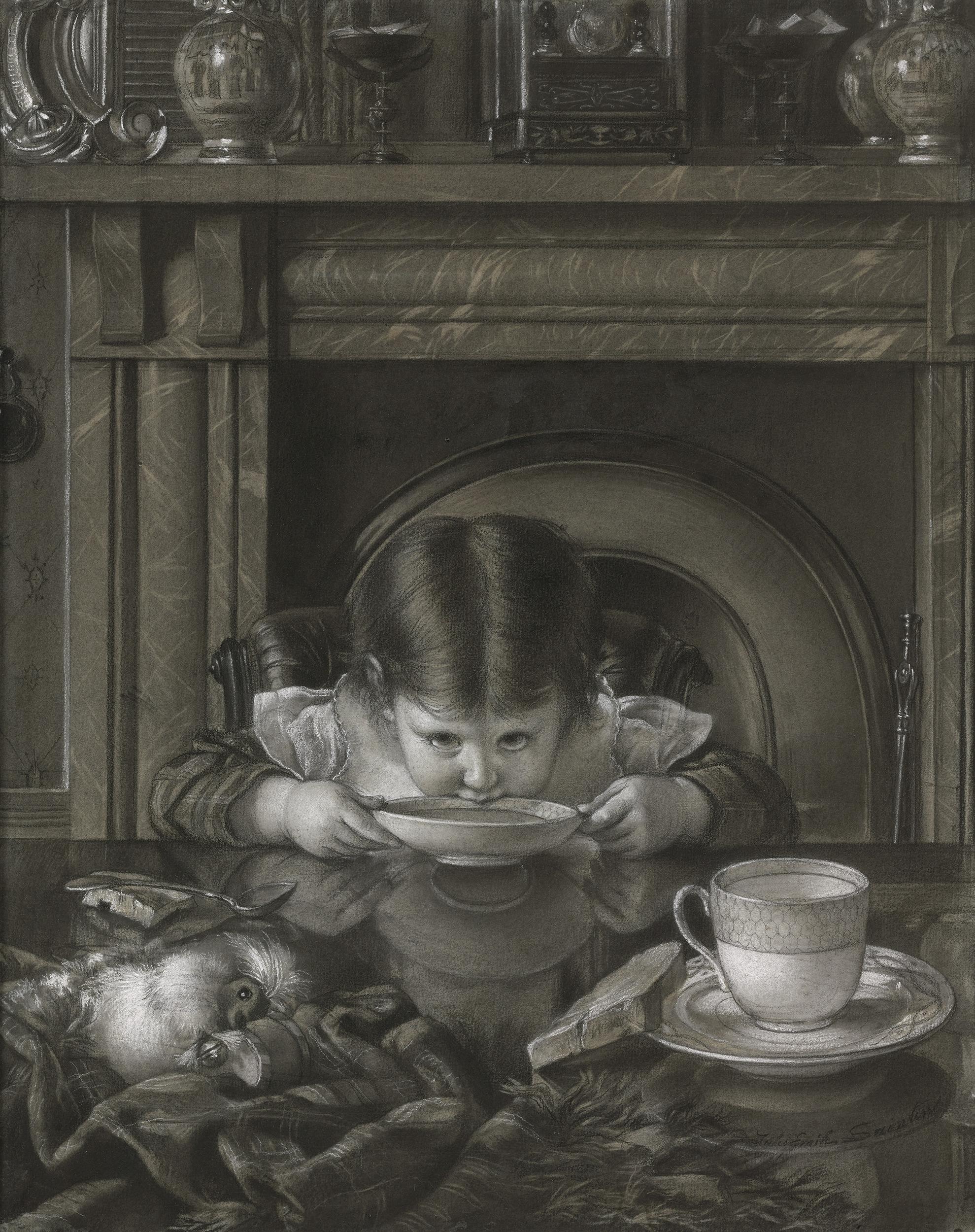 Jules-Emile Saintin Figurative Art – L'Heure du goûter! von Jules-Émile Saintin