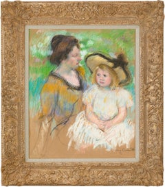 Simone Seated on the Grass Next to Her Mother by Mary Cassatt