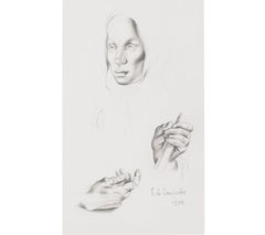 Étude de la tête et des mains par Tamara De Lempicka