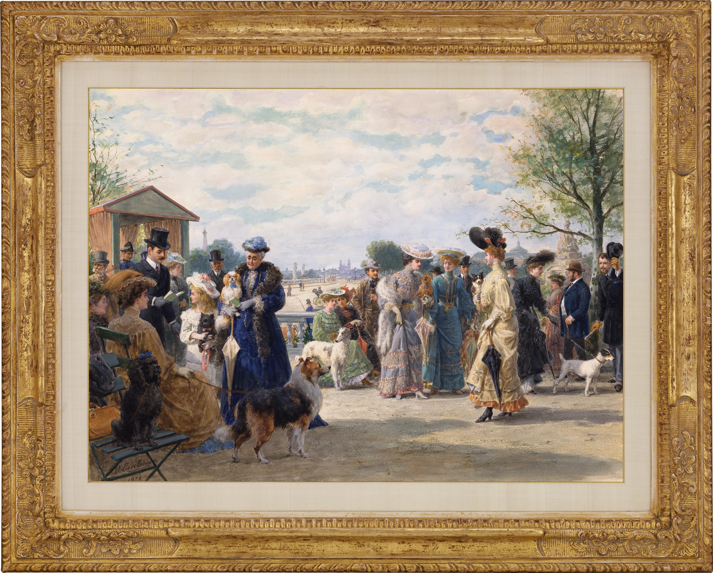 Otto Eerelman
1839-1926  Dutch

Concours de Chiens au Promenade

Watercolor on paper
Signed “O. Eerelman 1904” (lower left)

A tour de force watercolor by celebrated Dutch artist Otto Eerelman, one of 19th-century Europe's most popular and important