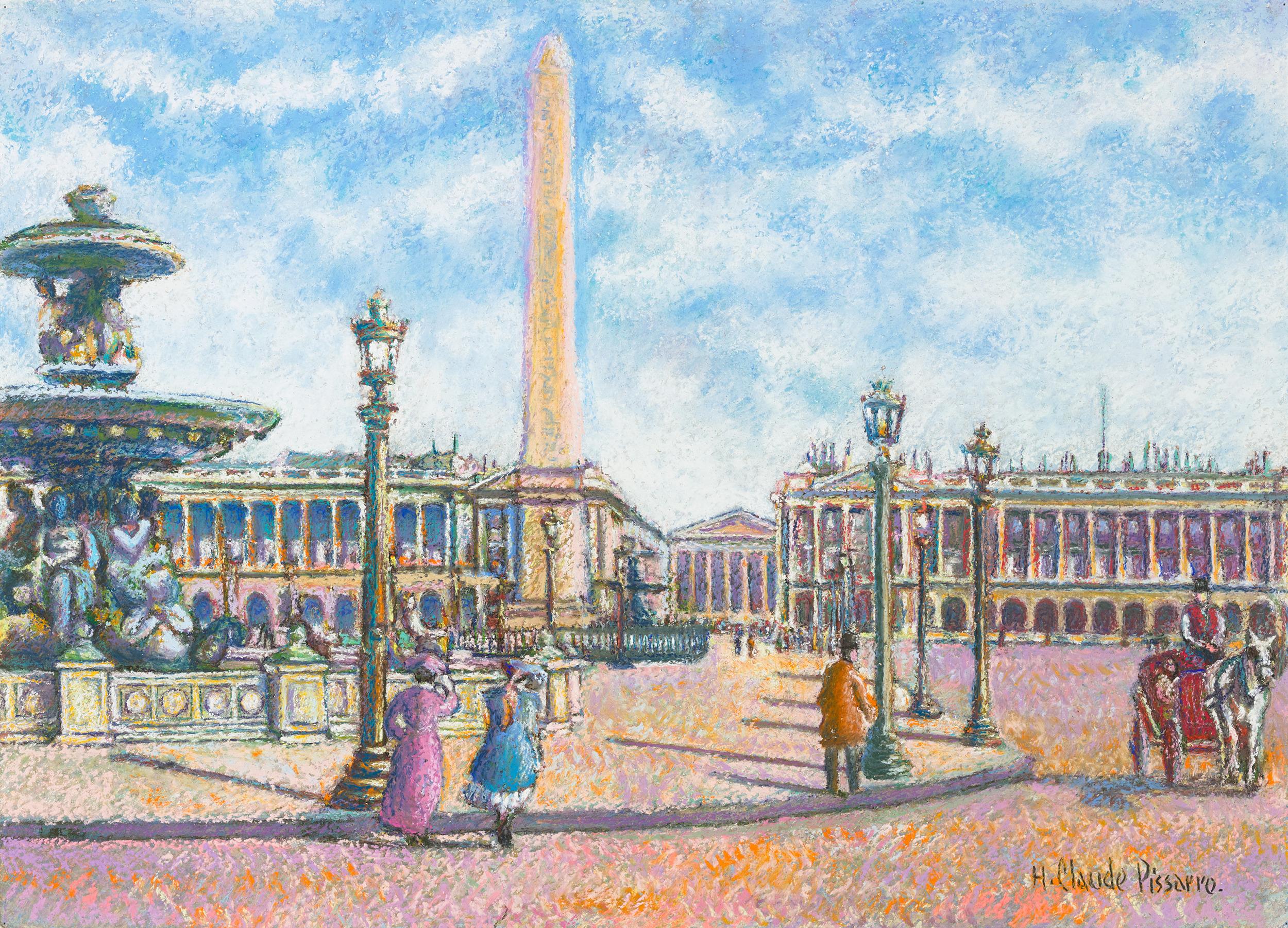 Hughes Claude Pissarro Landscape Art - La Place de la Concorde, Paris by H. Claude Pissarro