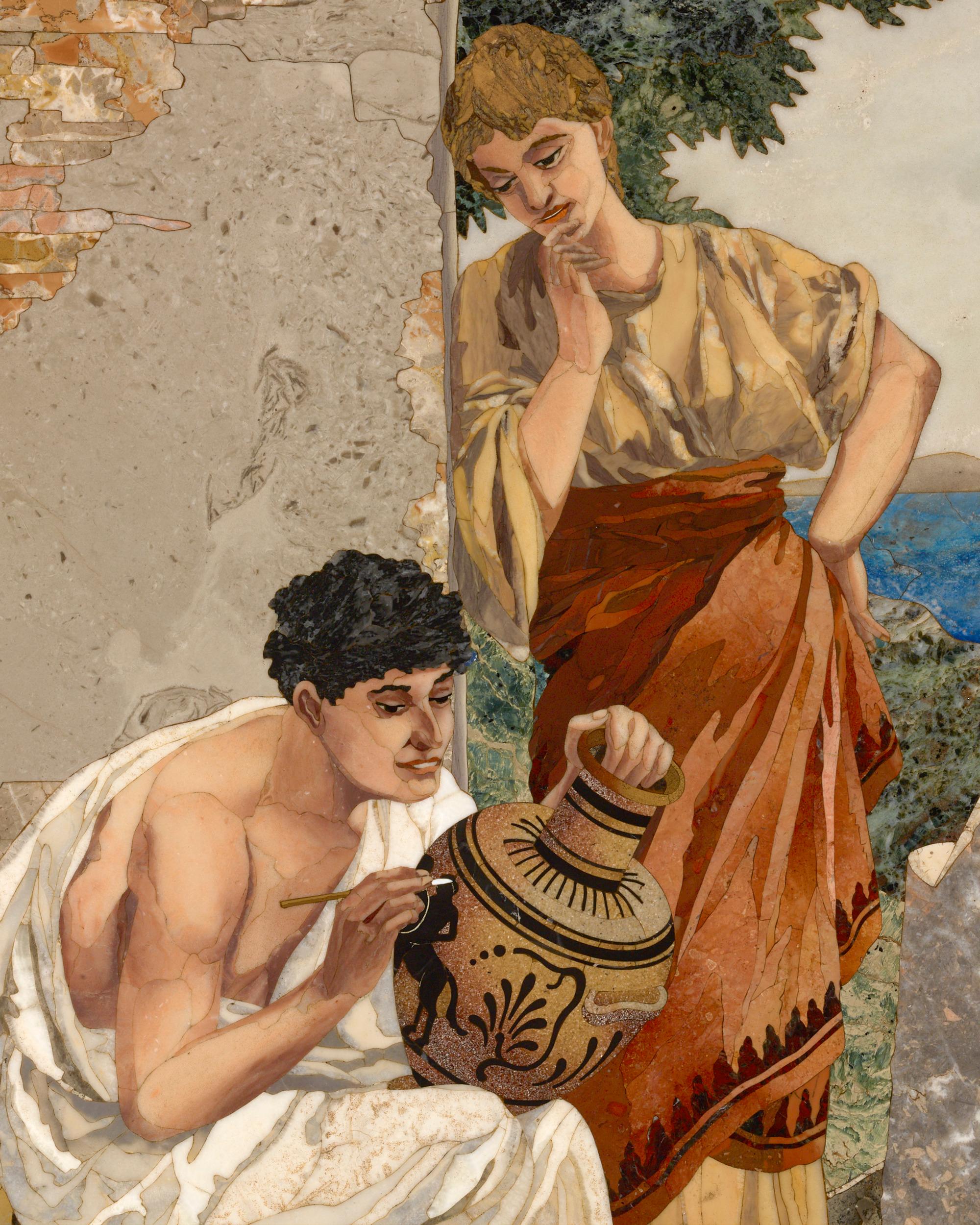 Pietre Dure Plaque Of Ancient Artisan By Alberto Menegatti For Sale 1