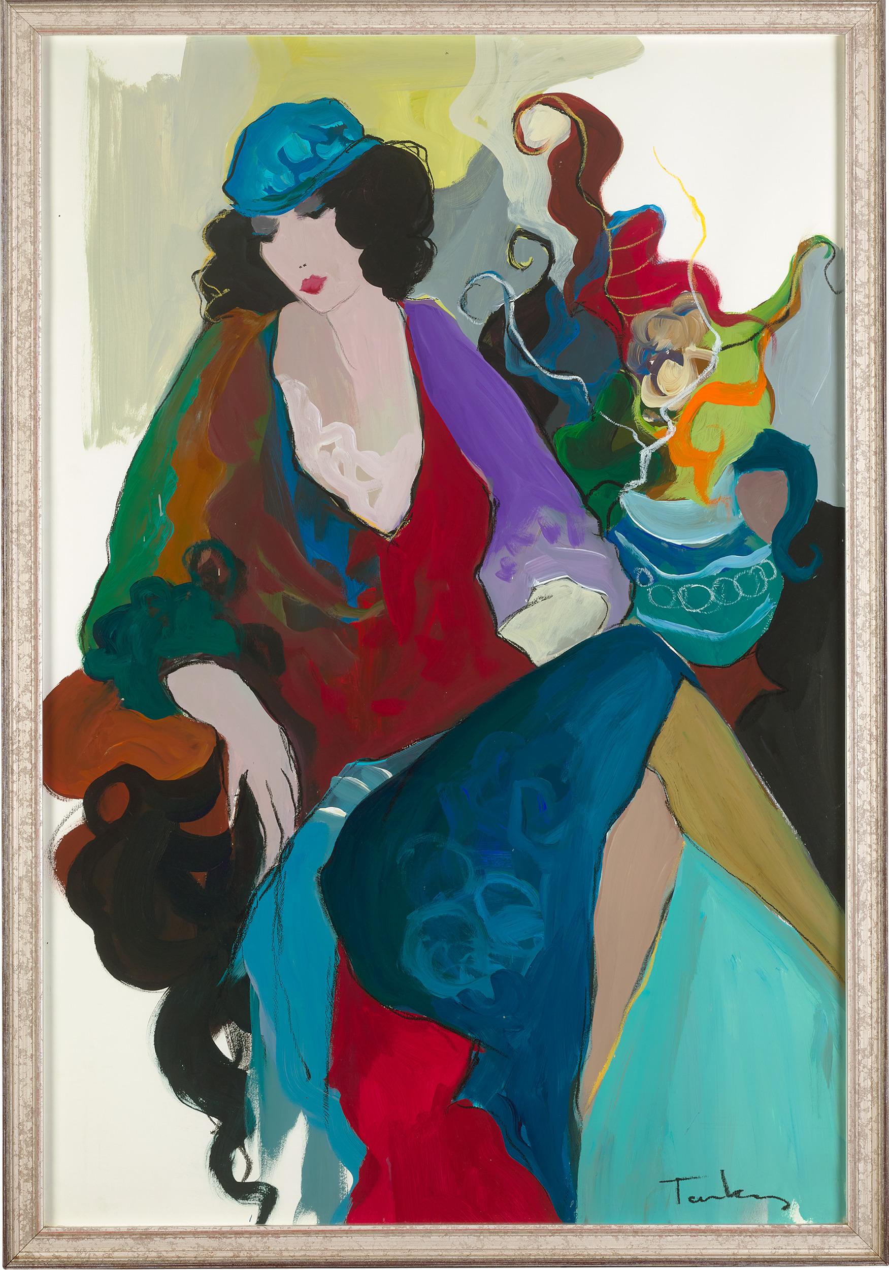 Portrait d'une femme assise par Itzchak Tarkay 1