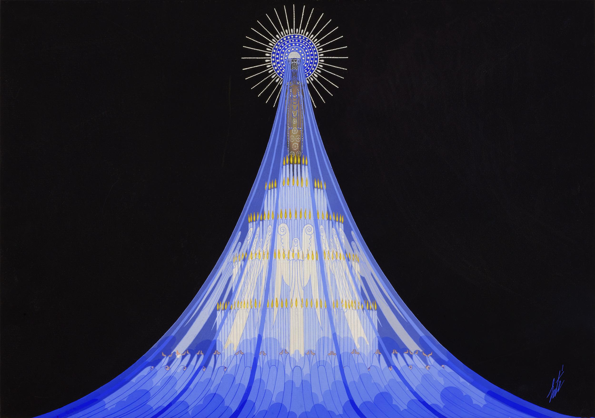 Ave Maria von Erté (Schwarz), Abstract Drawing, von Erte - Romain de Tirtoff