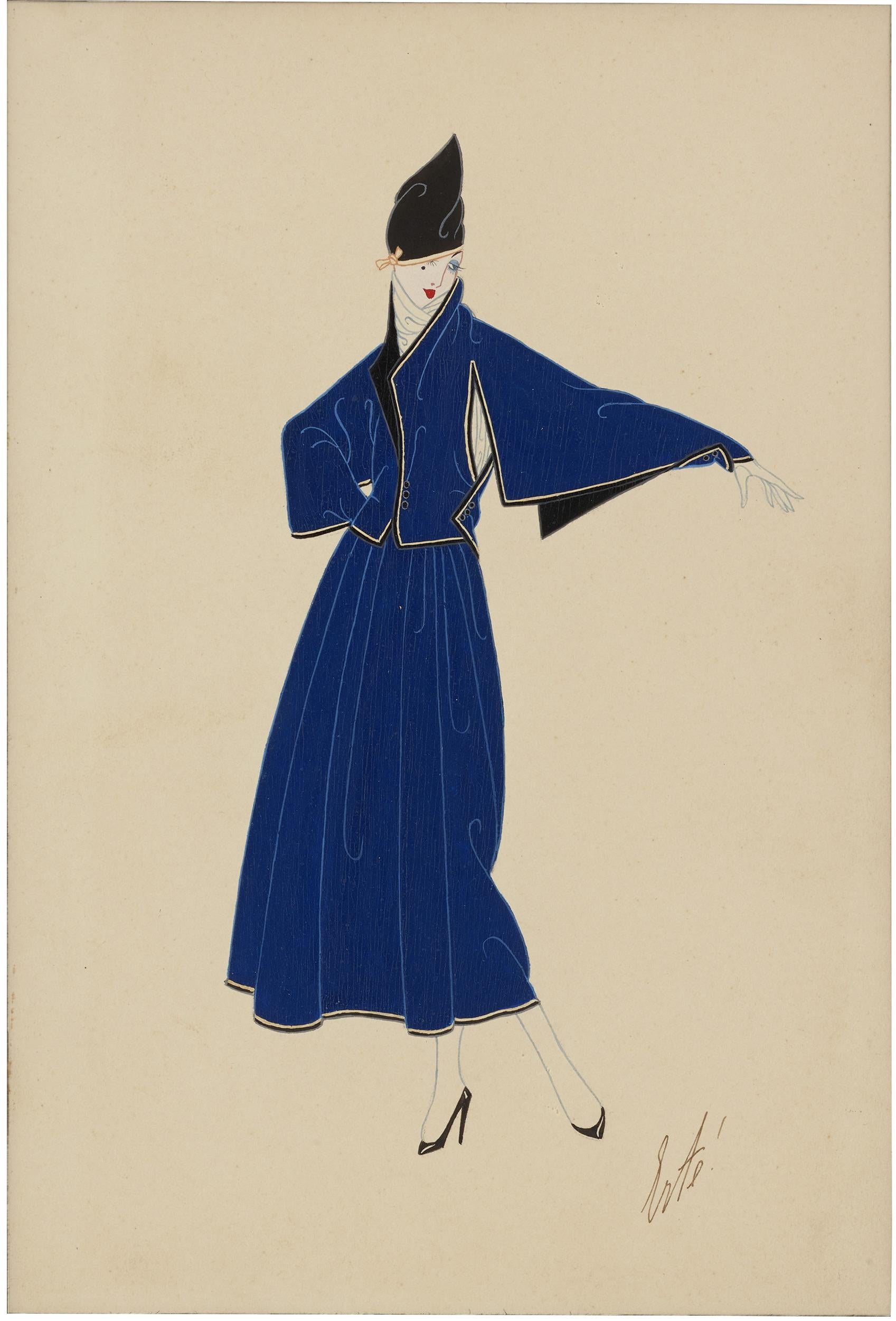 Erté (Romain de Tirtoff)
1892-1990  Russisch-Französisch
Costume tailleur (Maßanzug)

Signiert 