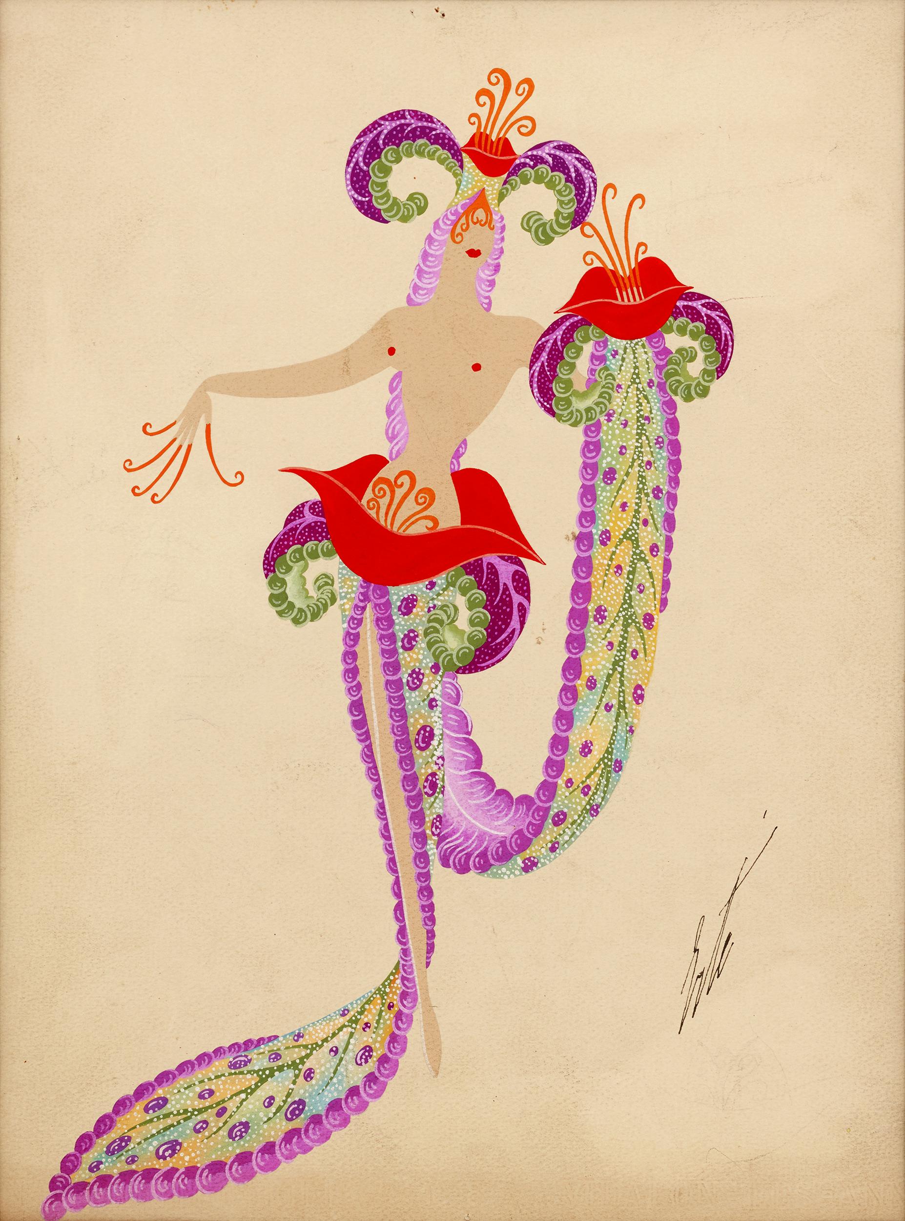 Erté (Romain de Tirtoff)
1892-1990  Russian-French
Fleurs du Mal(The Flowers of Evil)

Signed 