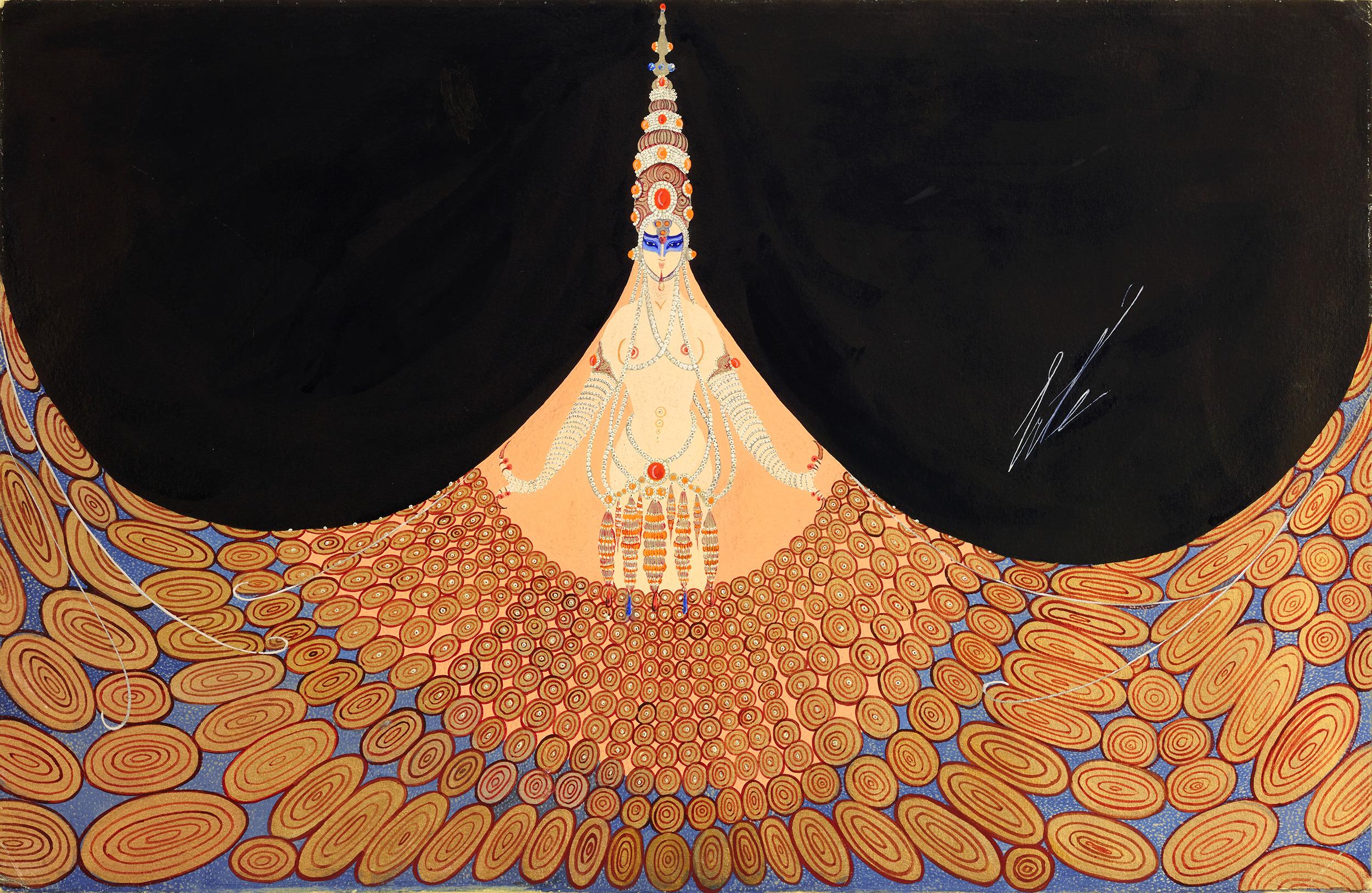 Conte Hindou En Noir By Erté - Black Figurative Art by Erte - Romain de Tirtoff