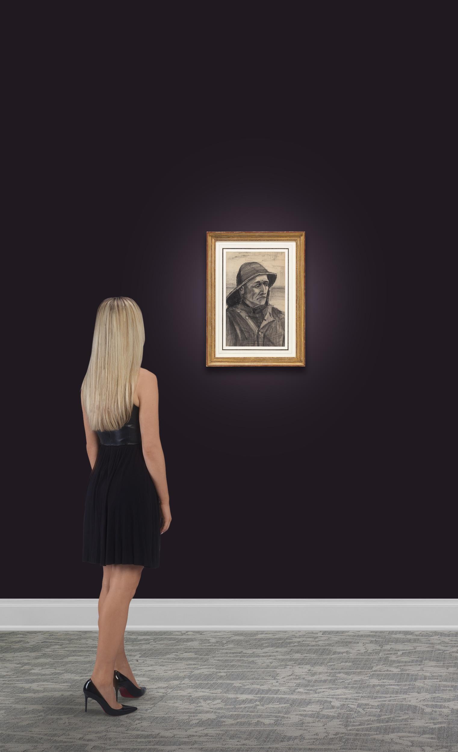 Tête d'un pêcheur par Vincent Van Gogh - Gris Figurative Art par Vincent van Gogh