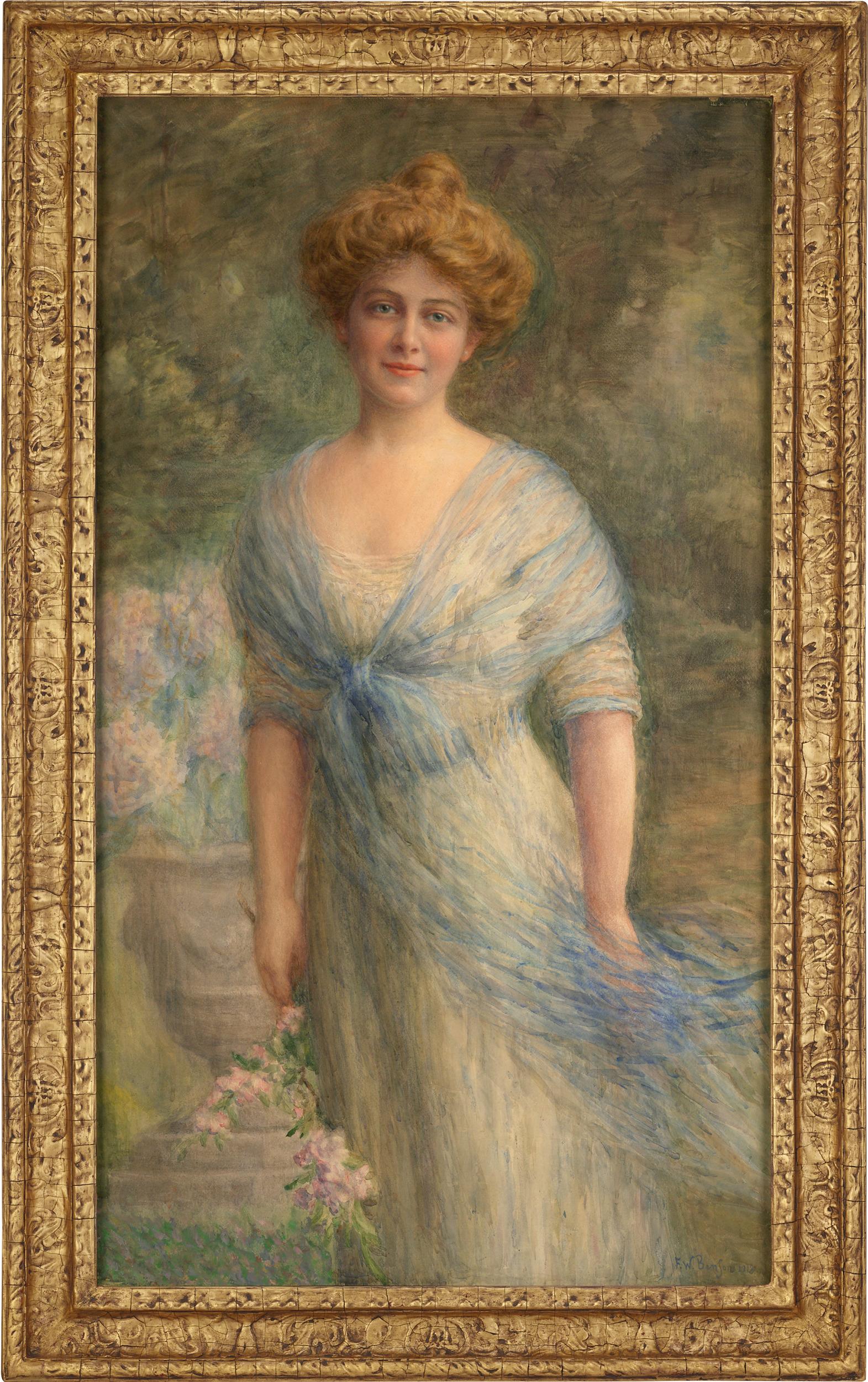 Portrait Of A Young Woman Attributed To Frank Weston Benson For Sale 1
