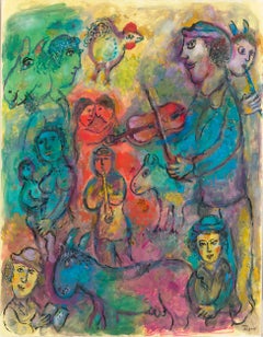 Musiciens Sur Fond Multicolore By Marc Chagall