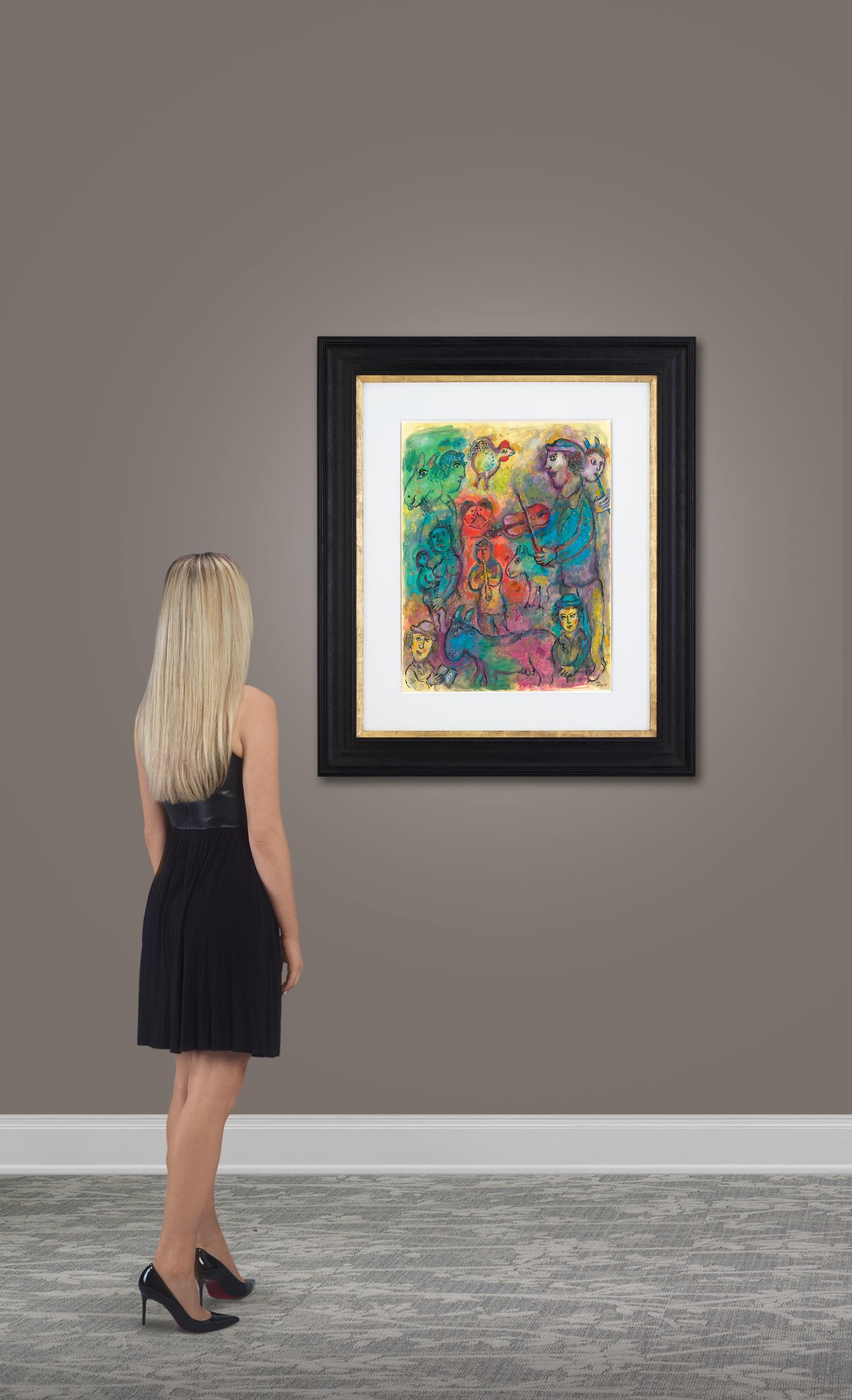 Musiciens Sur Fond multicolore de Marc Chagall en vente 5