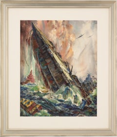Sinking Of The Saratoga Watercolor By War Correspondent