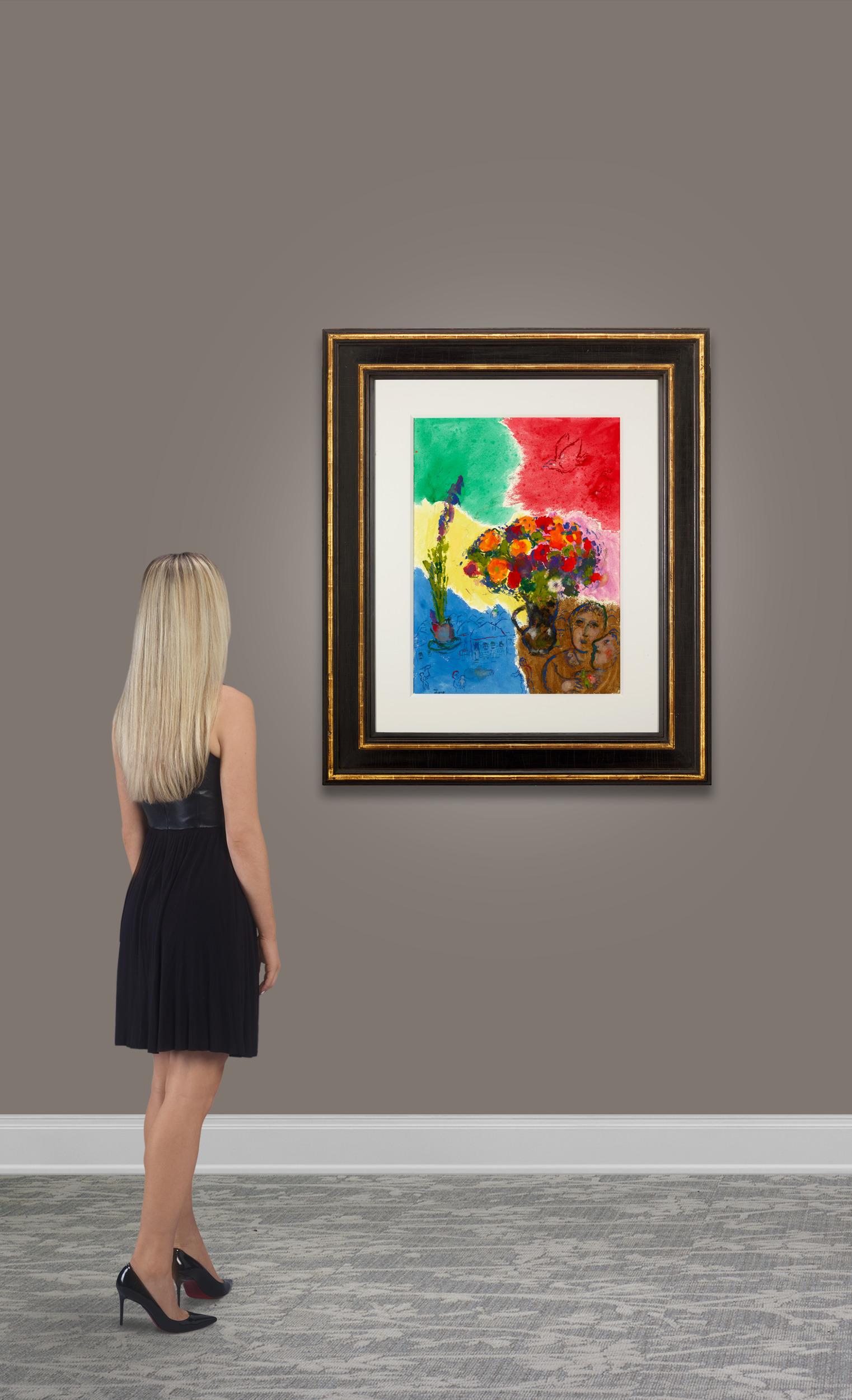Les Fleurs Des Amoureux Sur Fond Multicolore By Marc Chagall 3