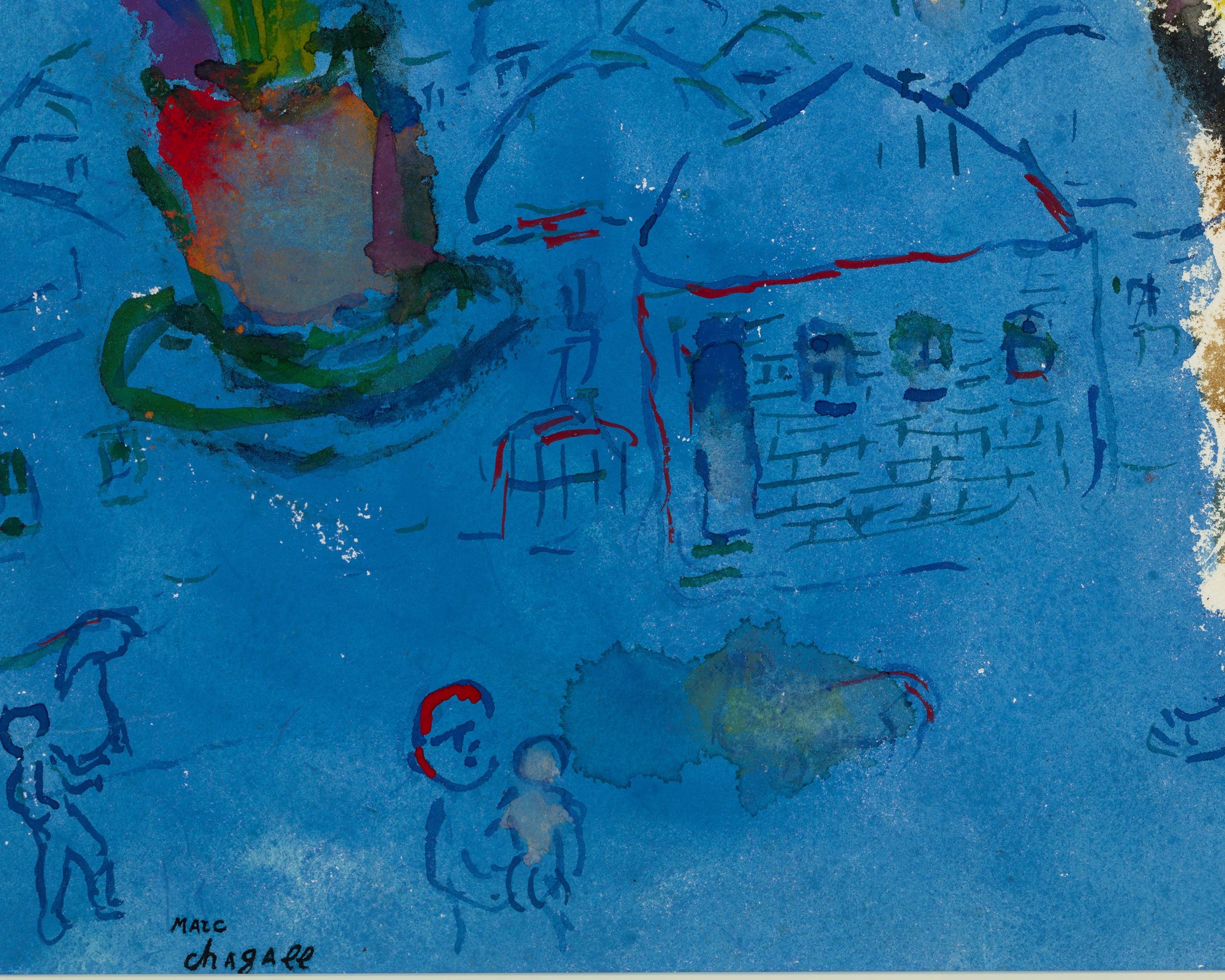 Les Fleurs Des Amoureux Sur Fond Multicolore By Marc Chagall For Sale 4
