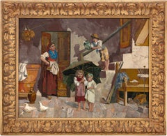 Pietre Dure Plaque Of Village Children