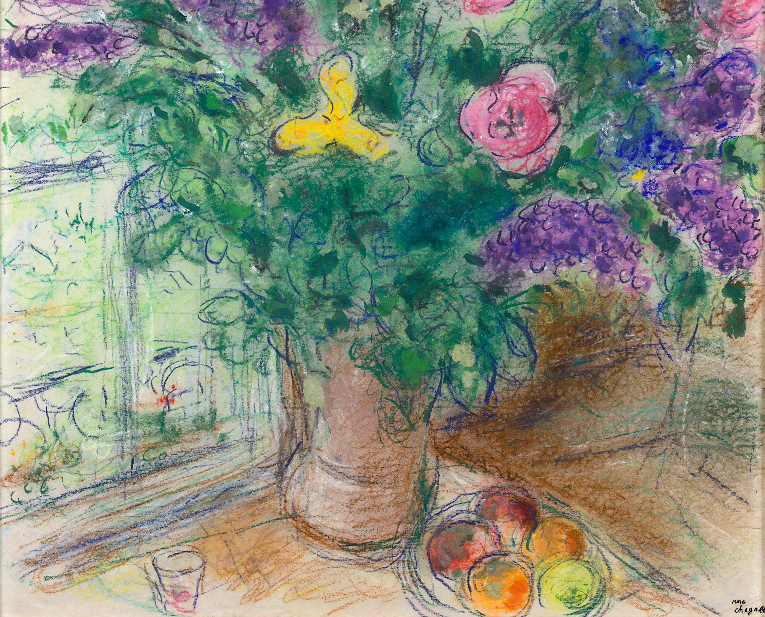 Grand Bouquet Et Fruits Devant La Fenêtre À Paris By Marc Chagall For Sale 3