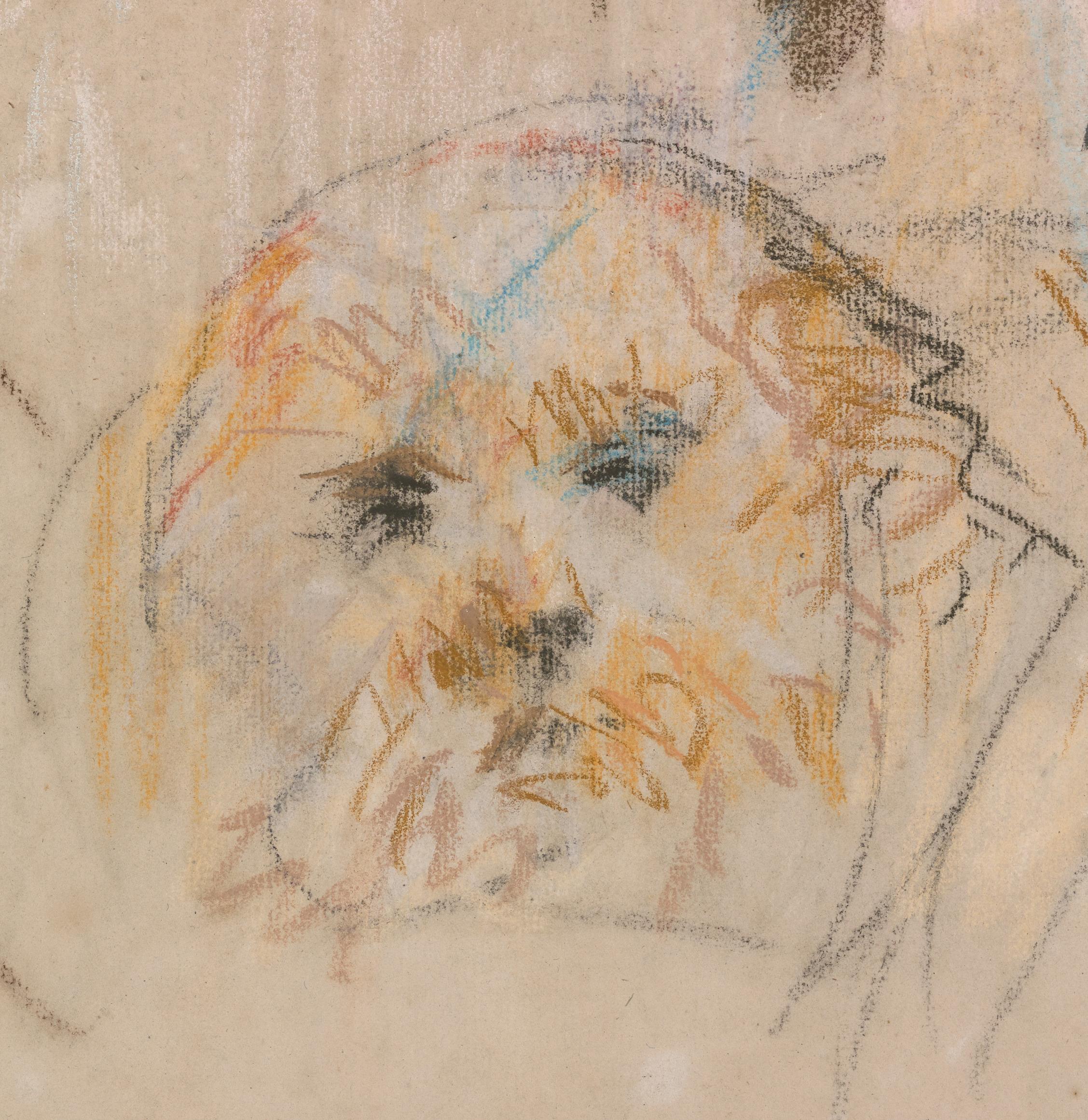 Sara in a Round-Brimmed Bonnet Holding her Dog by Mary Cassatt 3