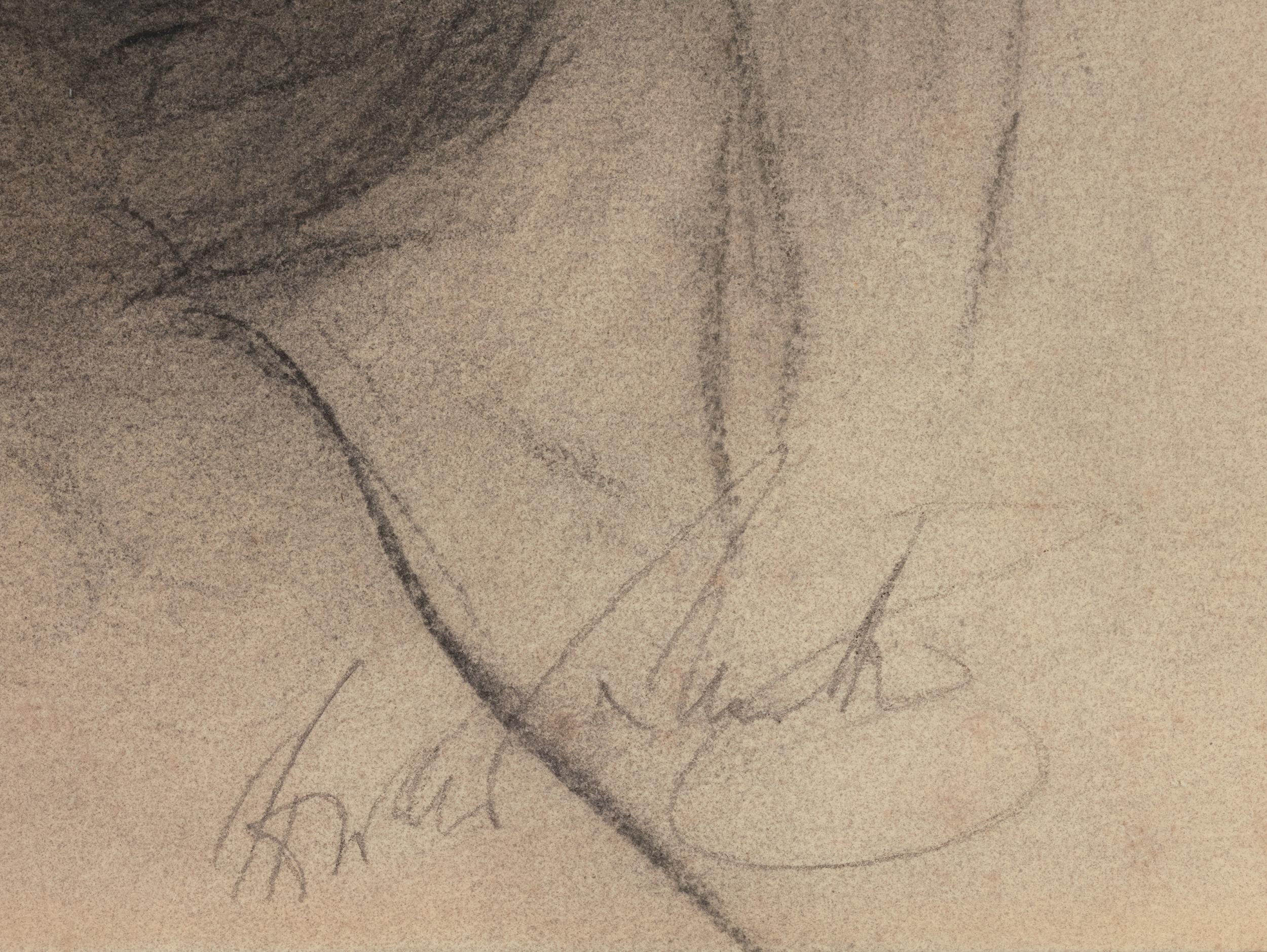 Retrato a carboncillo de Sir Winston Churchill, circa 1935 - Portrait Gris de Unknown