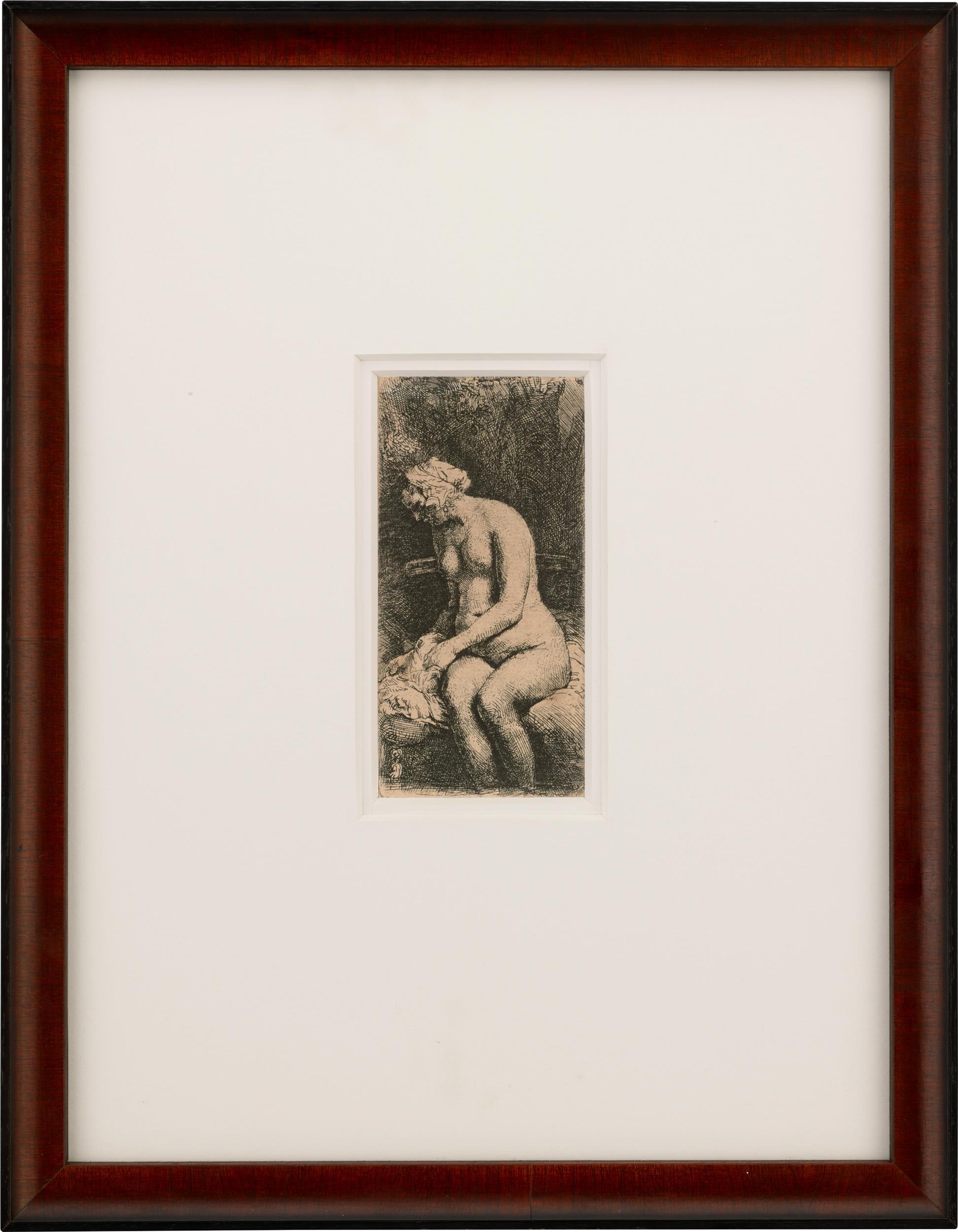 Donna che si bagna i piedi in un ruscello di Rembrandt van Rijn in vendita 1