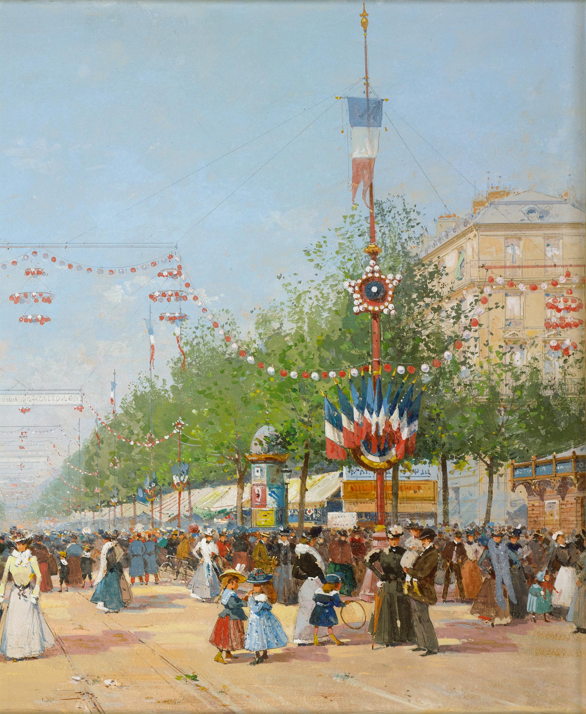 Fiesta de Neuilly de Eugène Galien-Laloue - Landscape Art Gris de Eugene Galien-Laloue