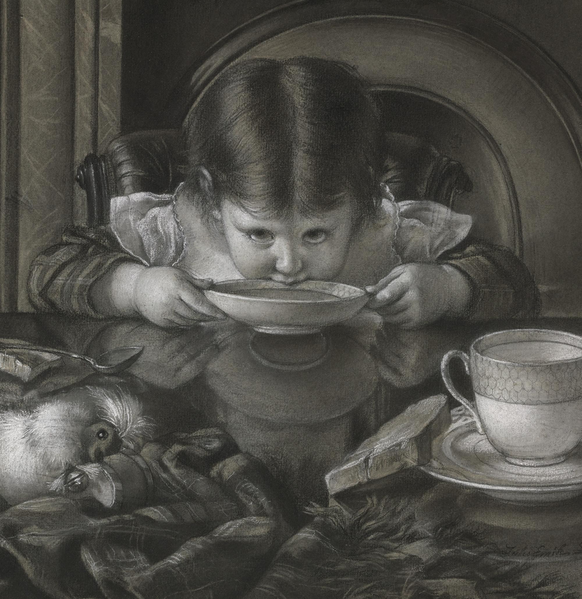 L'Heure du goûter! von Jules-Émile Saintin (Schwarz), Figurative Art, von Jules-Emile Saintin