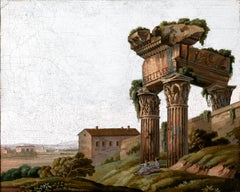 Antique Temple of Vespasian and Titus Roman Micromosaic