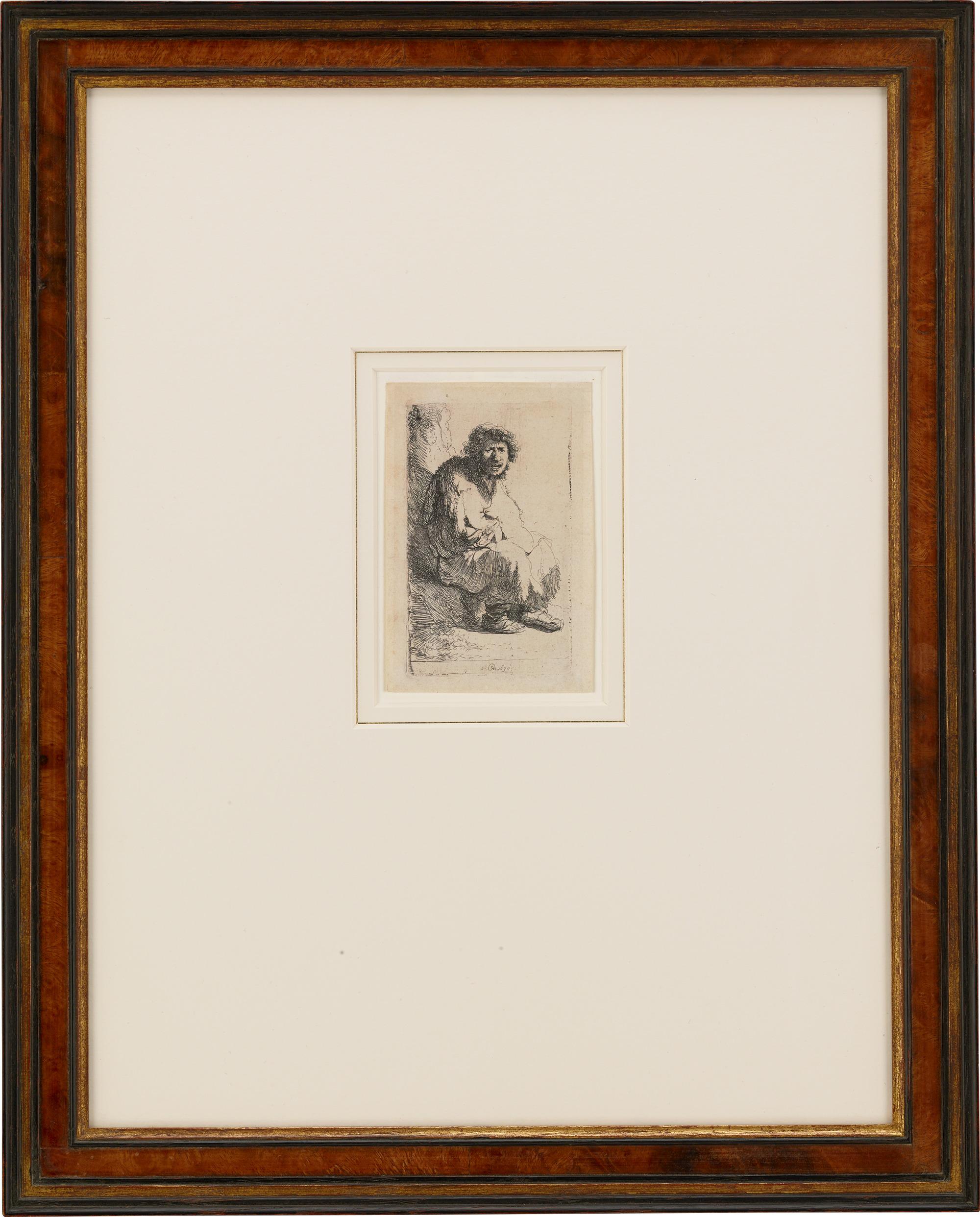 Mendicante seduto su una banca di Rembrandt van Rijn in vendita 1