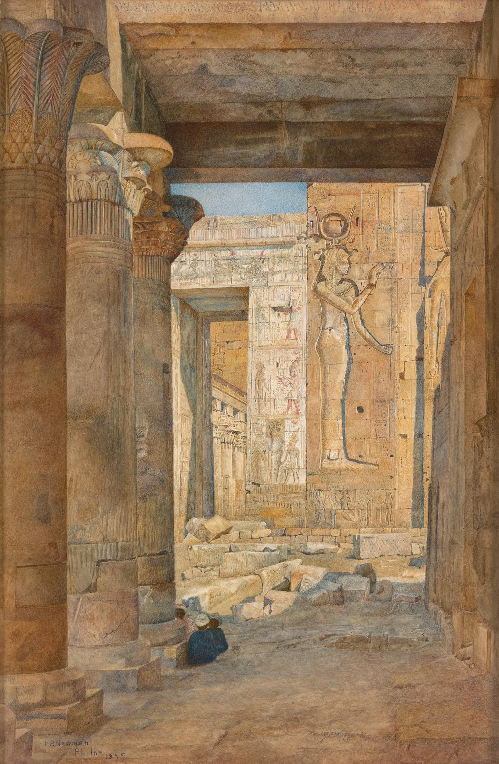Henry Roderick Newman
1843-1917  American

Venus of Philae

Signed, dated and inscribed lower left
Watercolor on paper

A masterwork of American Pre-Raphaelite painting, Venus of Philae captures Henry Roderick Newman
s meticulous architectural