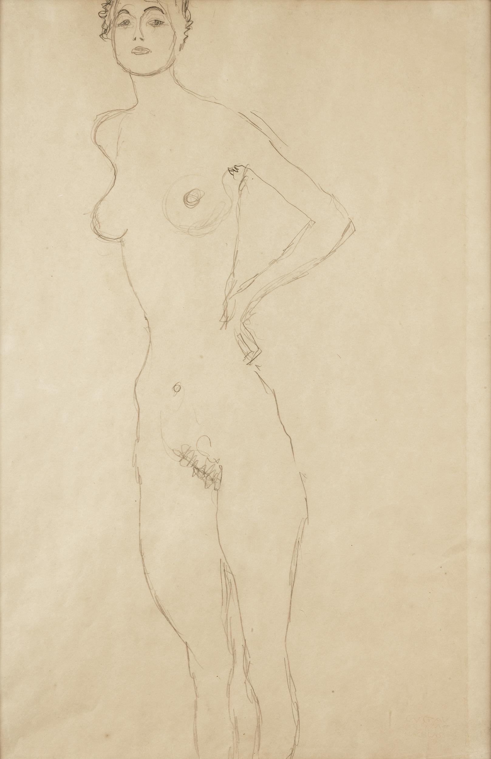 "Nudo femminile in piedi" di Gustav Klimt